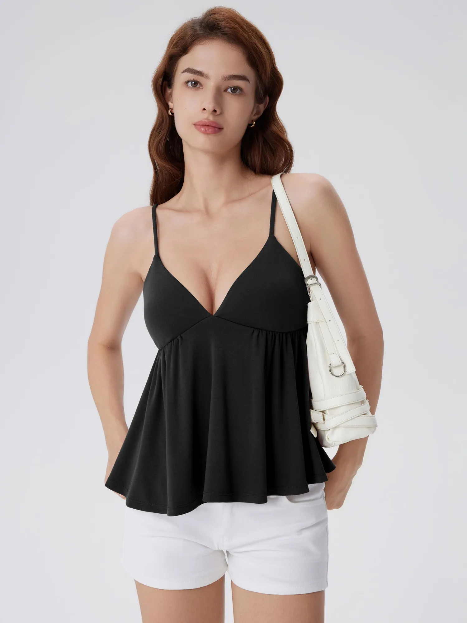 Babydoll Peplum V Neck Tank Tops - Image 20