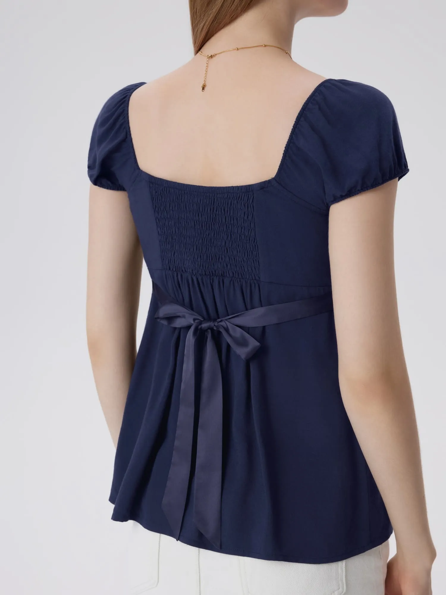 Babydoll Square Peplum with Bow Tie Tops - Image 32