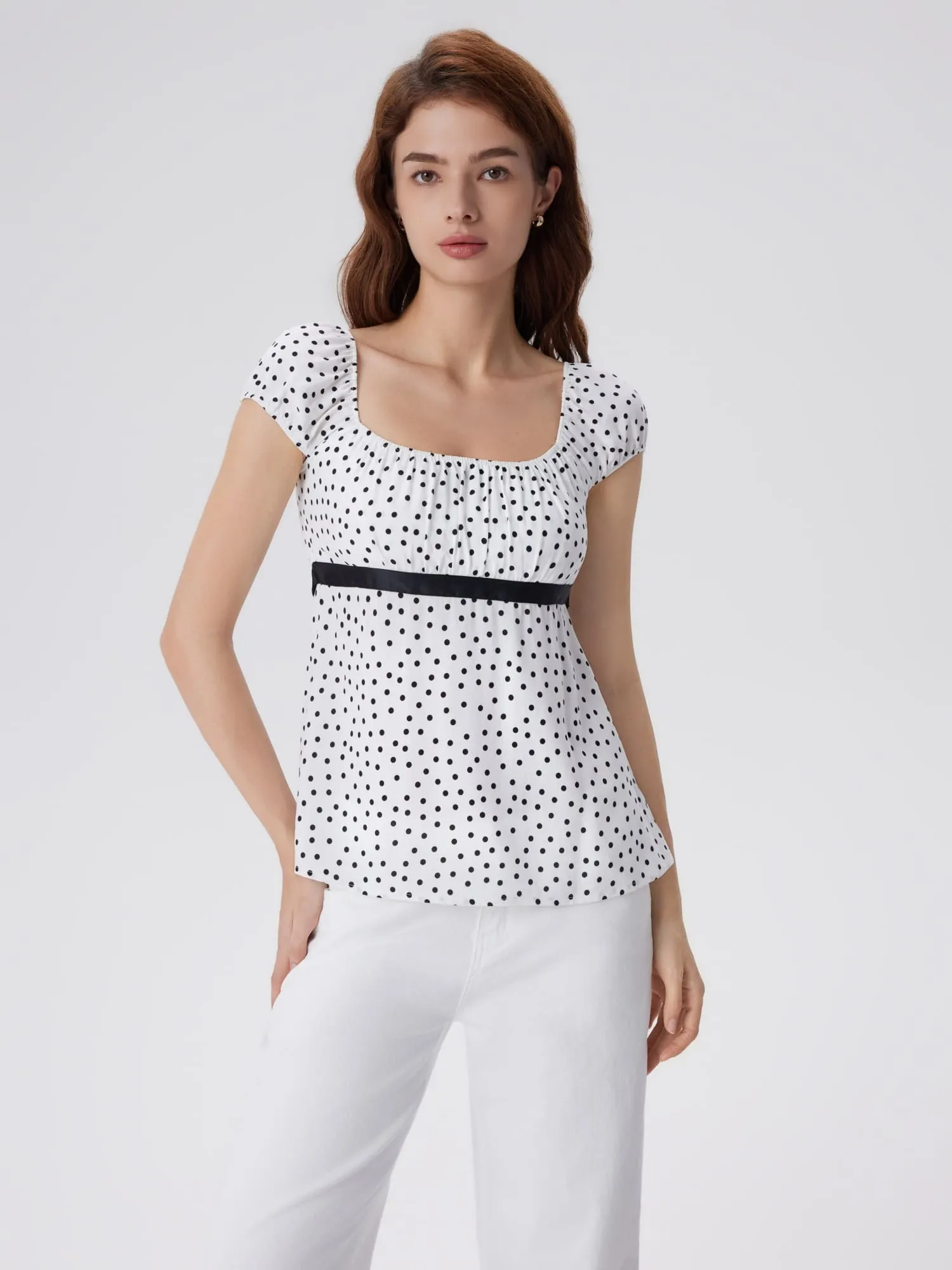 Babydoll Square Peplum with Bow Tie Tops - Image 5