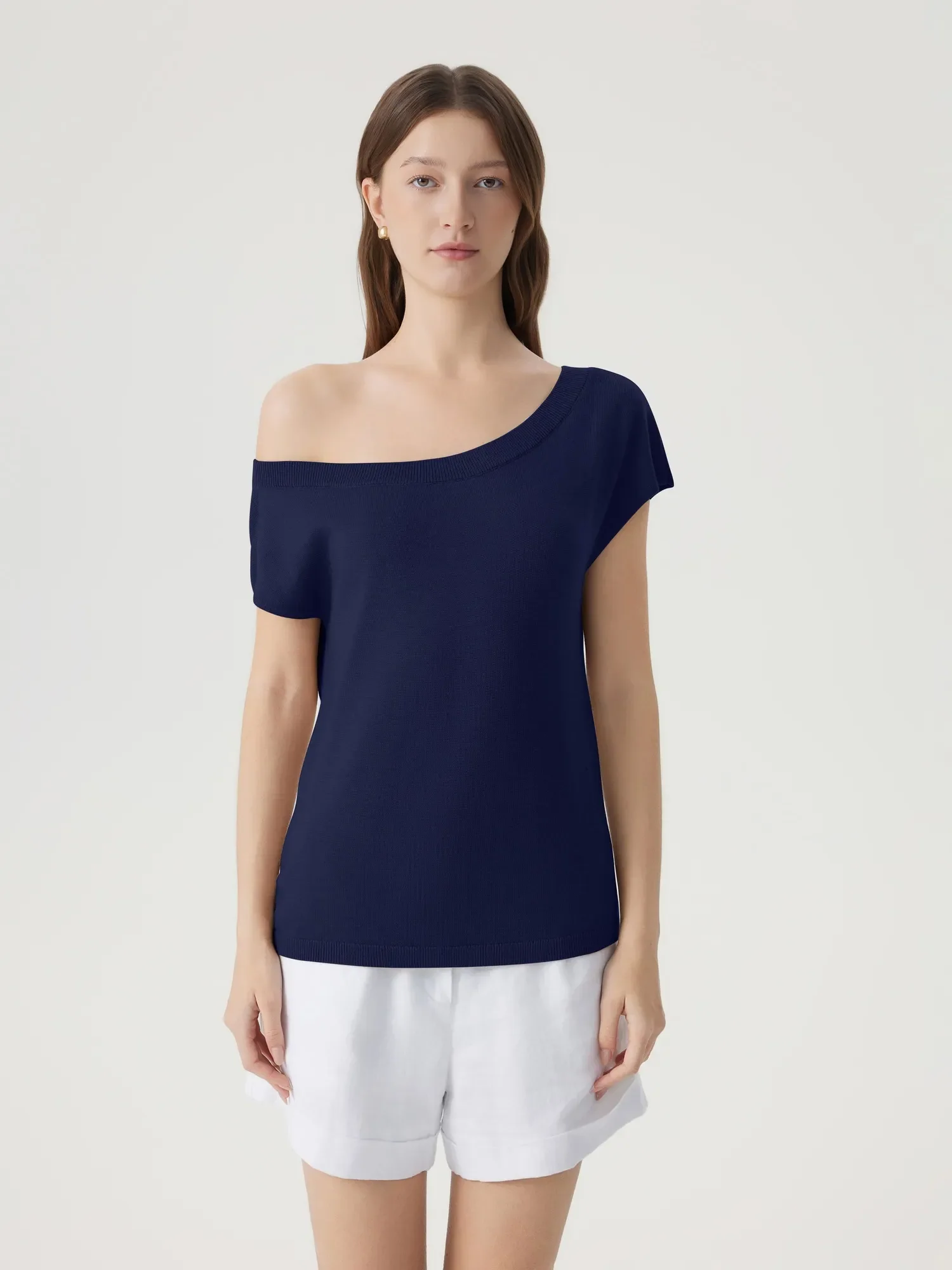 Cashmere Silk Blend Off Shoulder Tops - Image 13