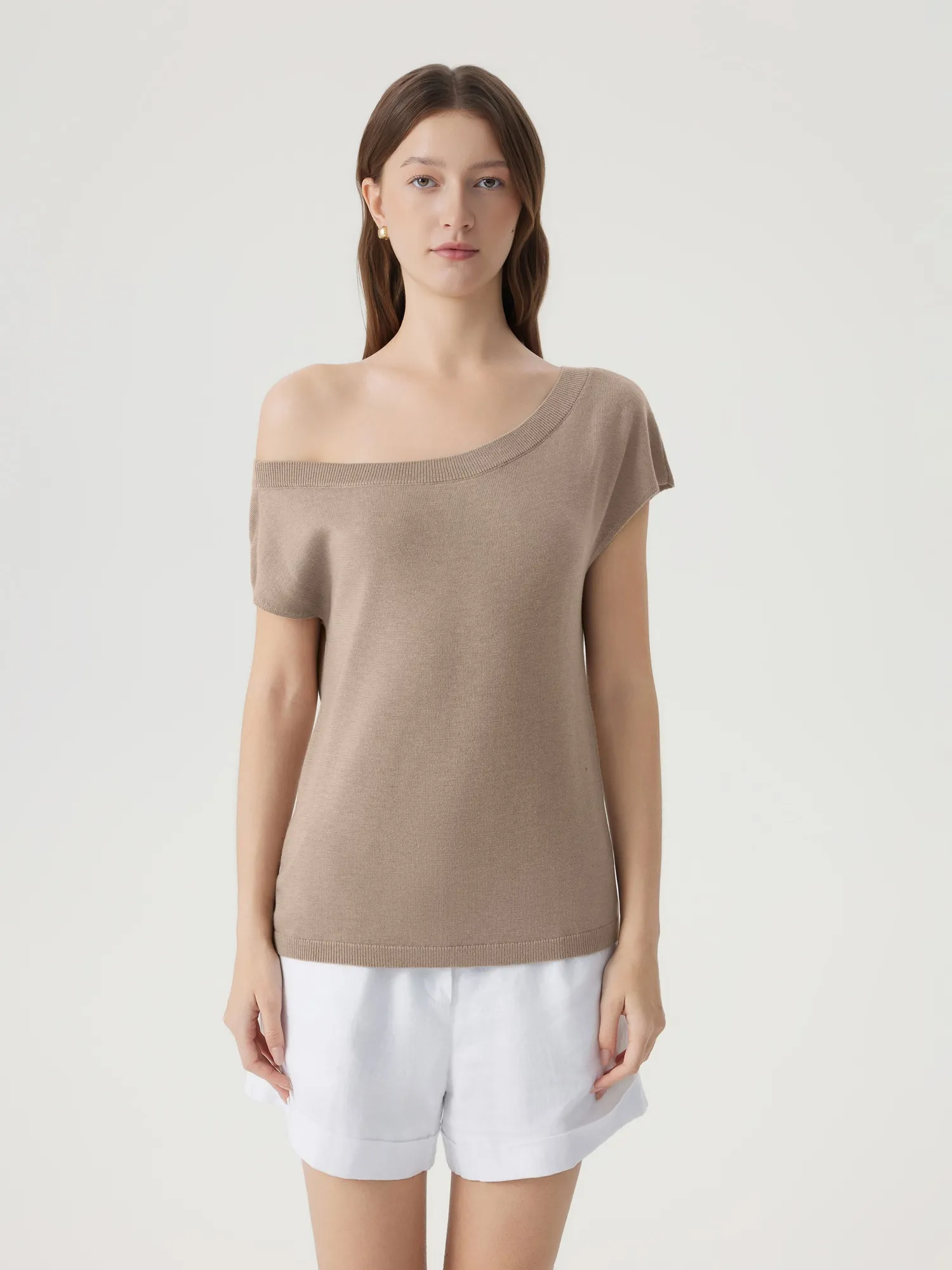 Cashmere Silk Blend Off Shoulder Tops - Image 25