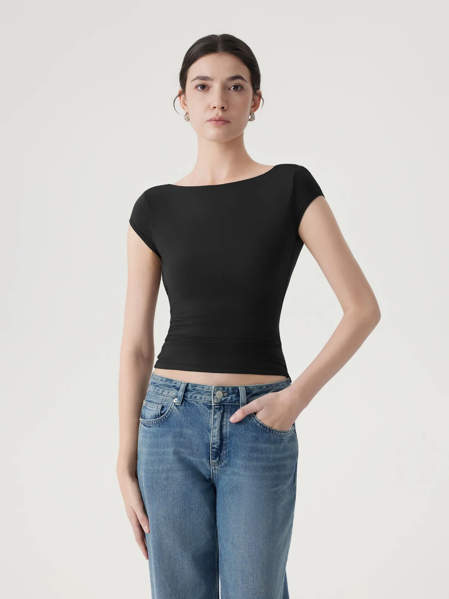 Boat Neck Cowl Backless Tops - Image 5