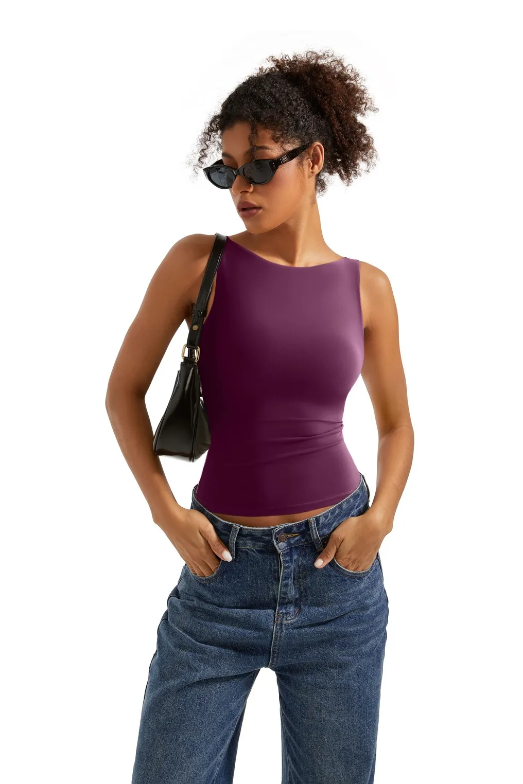 Buttery Soft Backless Boat Neck Tank Top - Image 78