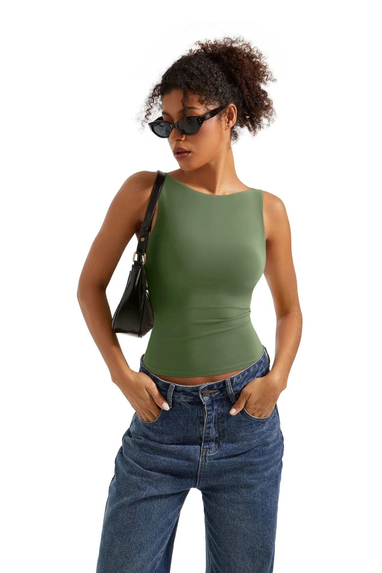 Buttery Soft Backless Boat Neck Tank Top - Image 87