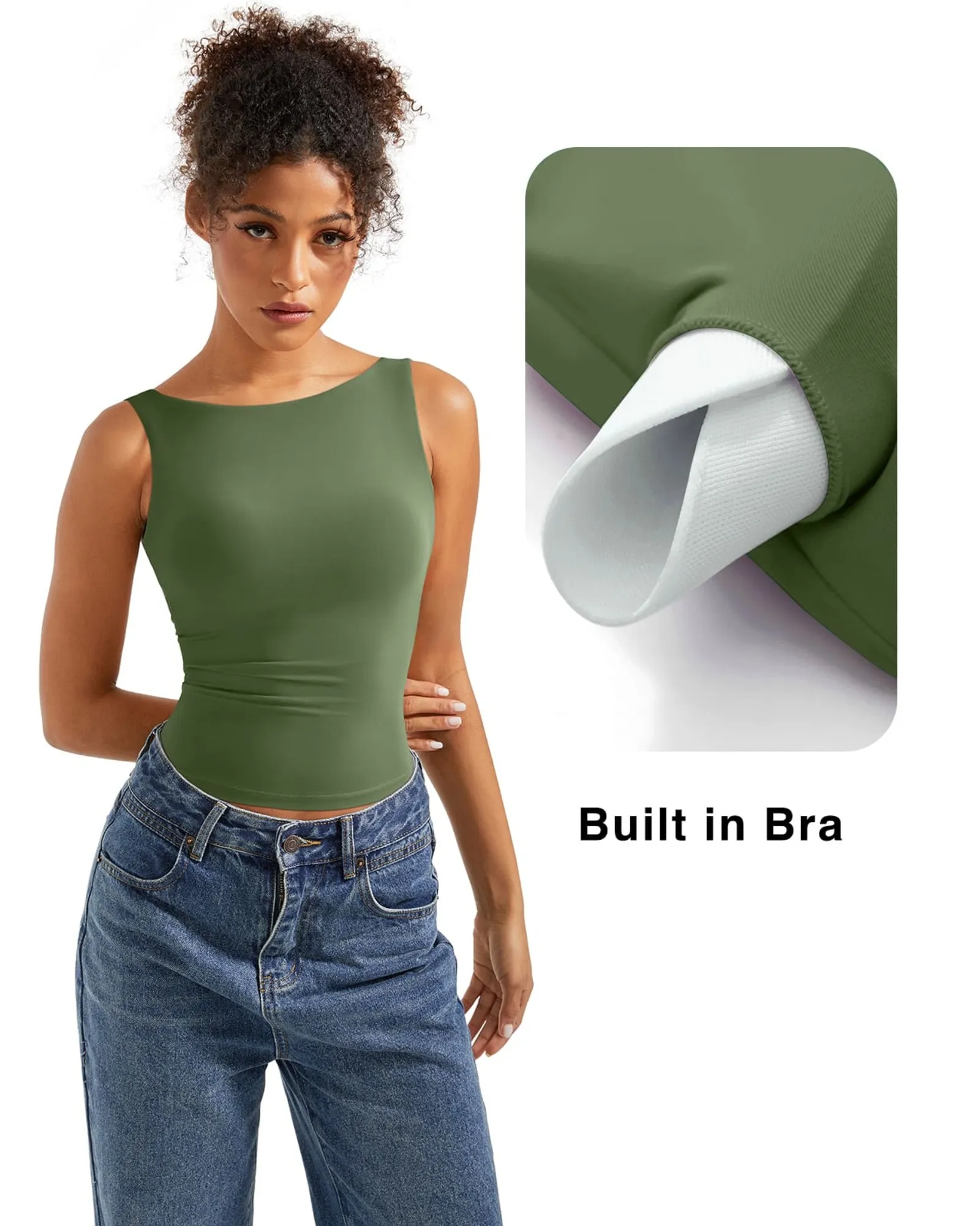 Buttery Soft Backless Boat Neck Tank Top - Image 90