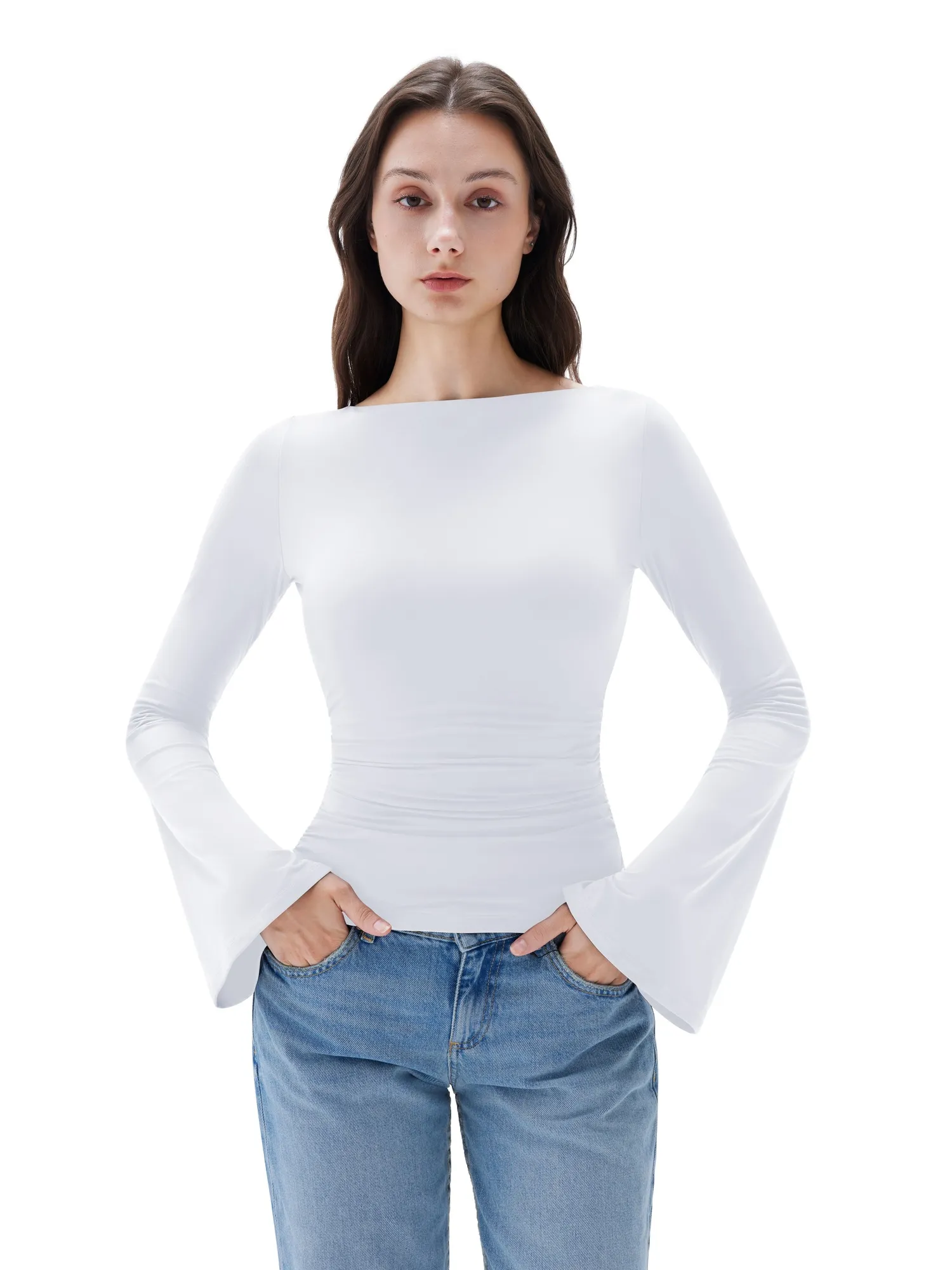 Buttery Soft Crew Neck Shirt - Bell Sleeve - Image 41