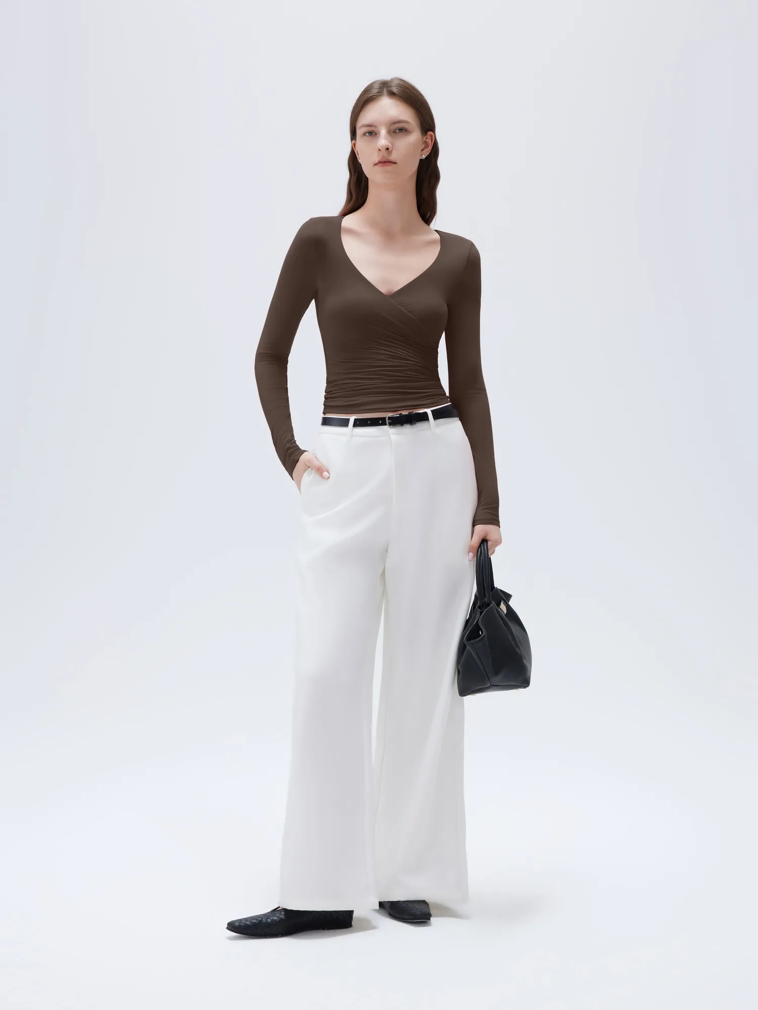 Buttery Soft Cross V Neck Shirt - Long Sleeve - Image 12