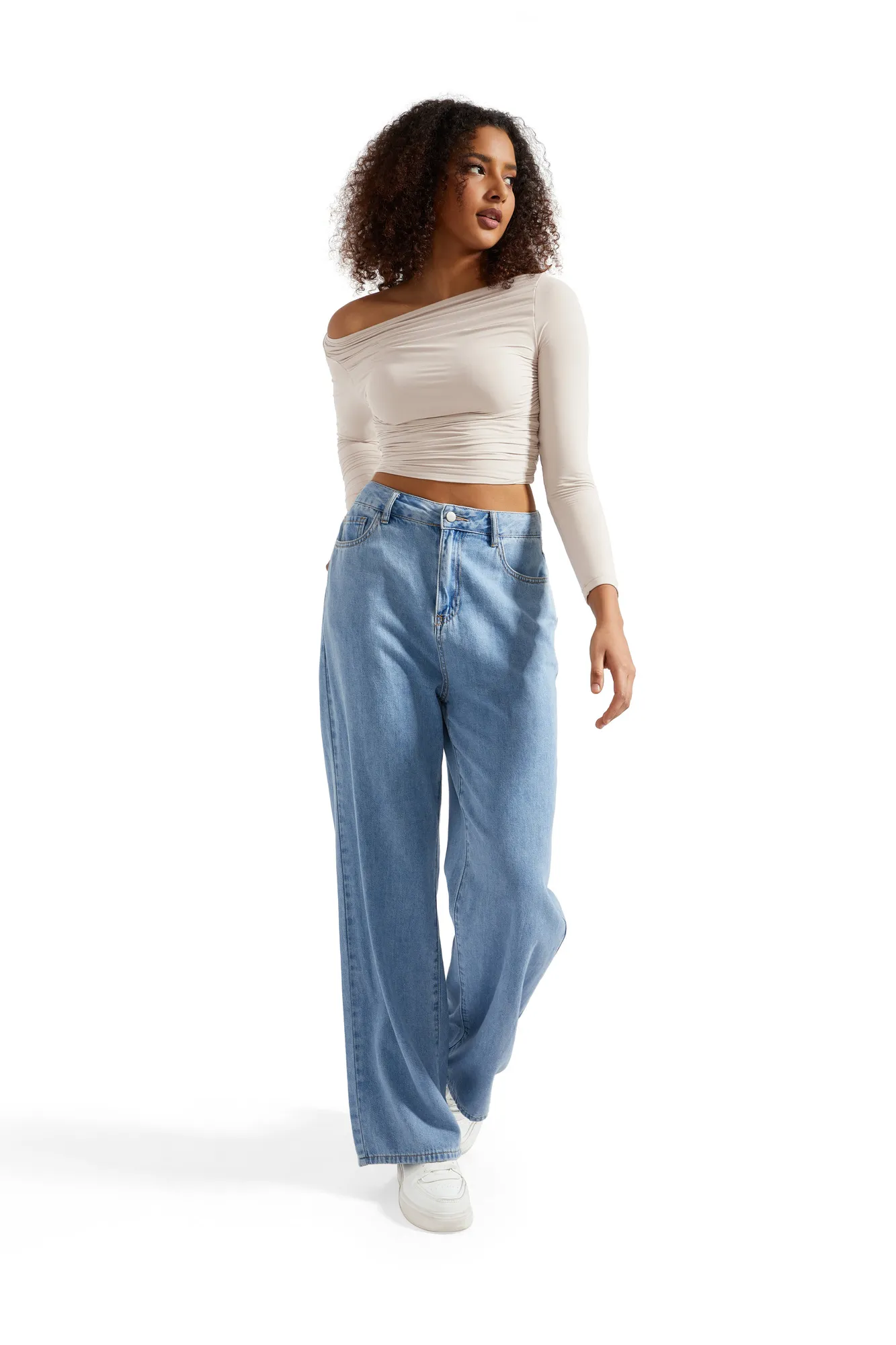 Buttery Soft Ruched Off Shoulder Shirt - Long Sleeve - Image 60