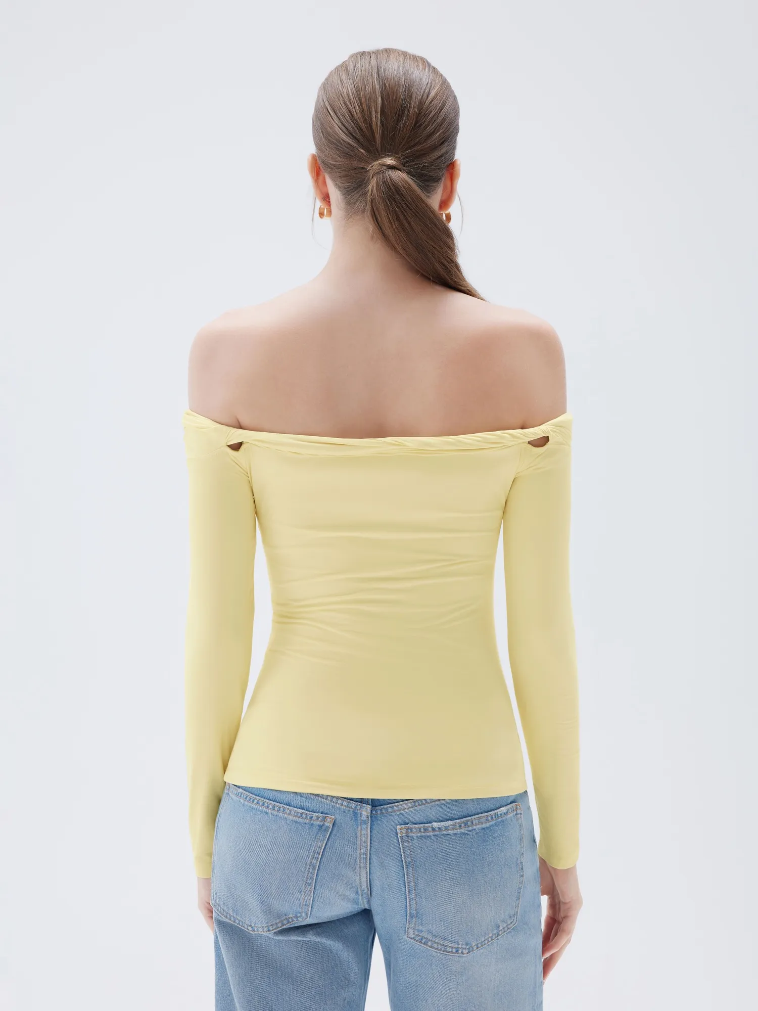 Buttery Soft Padded Off Shoulder Shirt - Long Sleeve - Image 34
