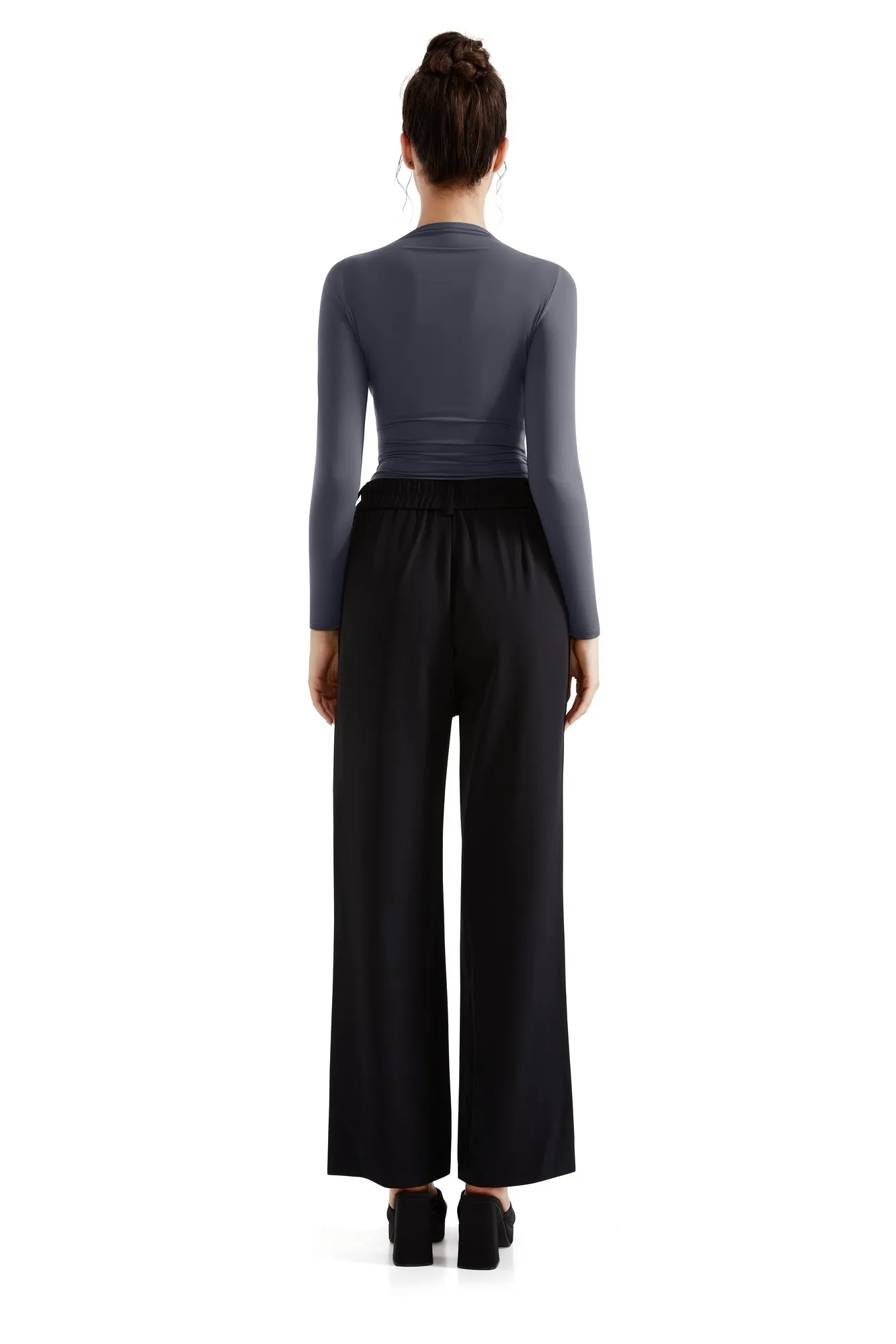 Buttery Soft Ruched Neck Shirt - Long Sleeve - Image 38