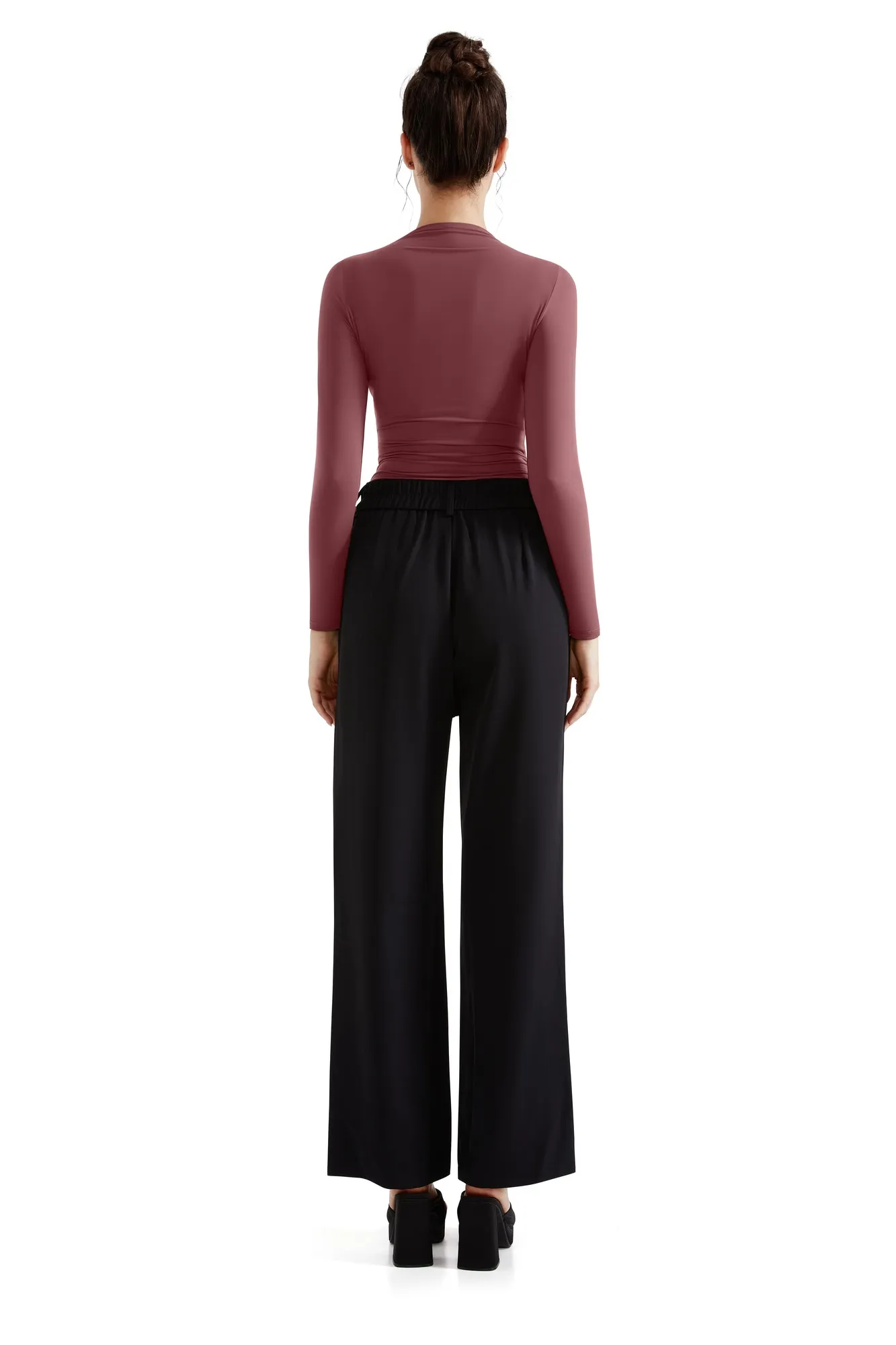Buttery Soft Ruched Neck Shirt - Long Sleeve - Image 45