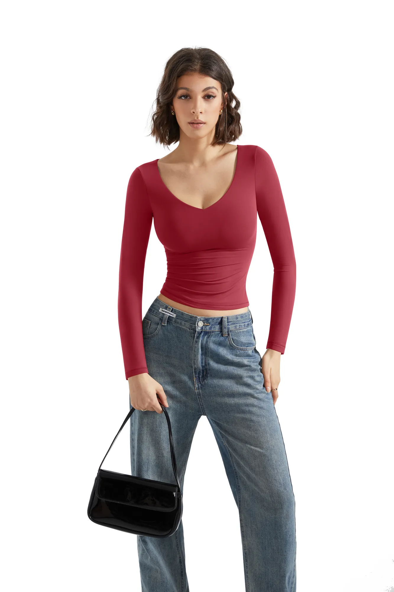 Buttery Soft V Neck Shirt - Long Sleeve - Image 63