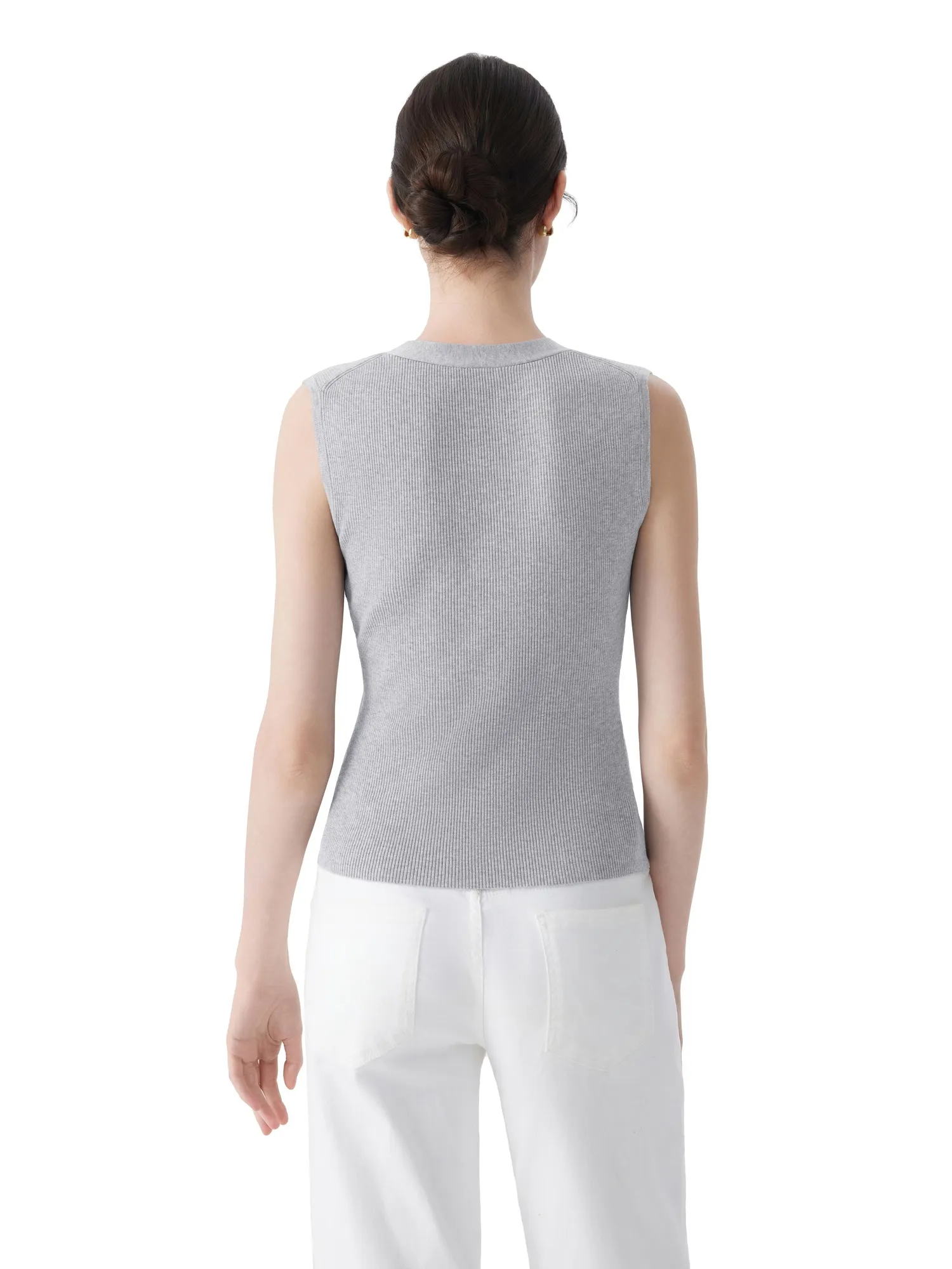 Button V Neck Tank Sweater Vest - Image 50