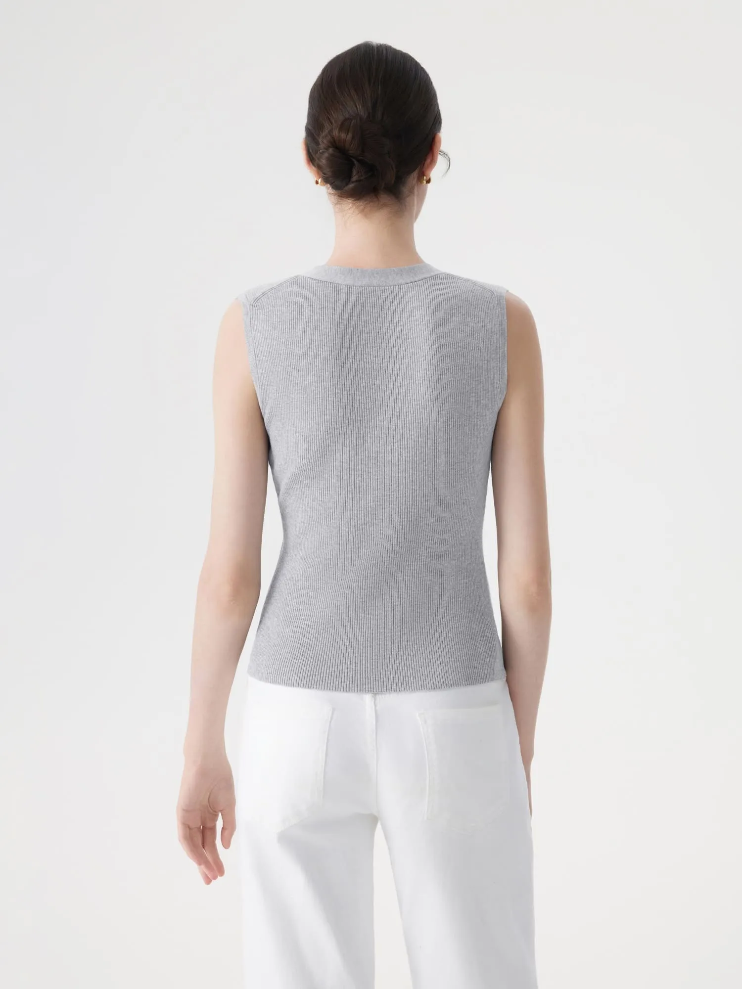 Button V Neck Tank Sweater Vest - Image 51