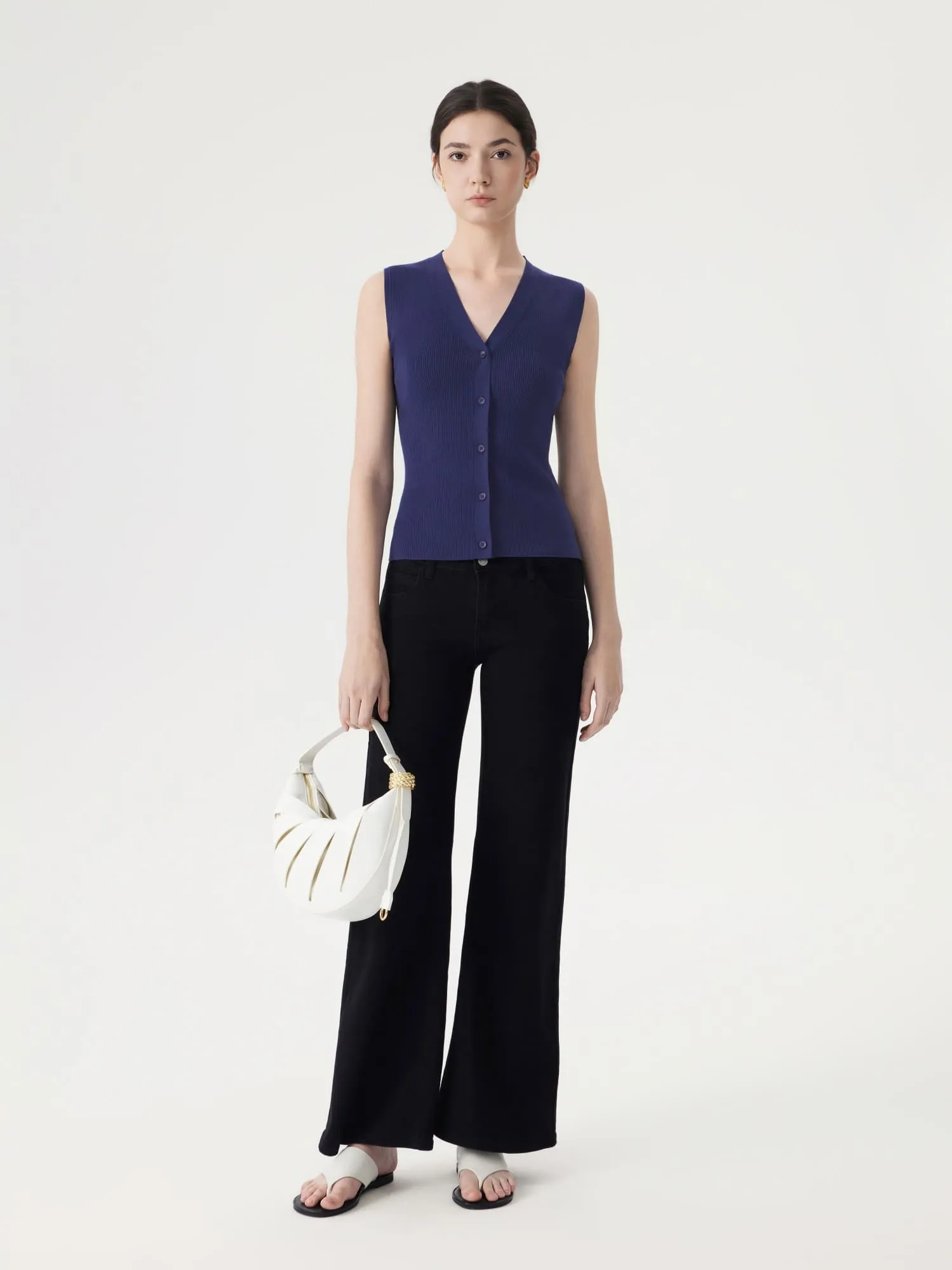 Button V Neck Tank Sweater Vest - Image 61