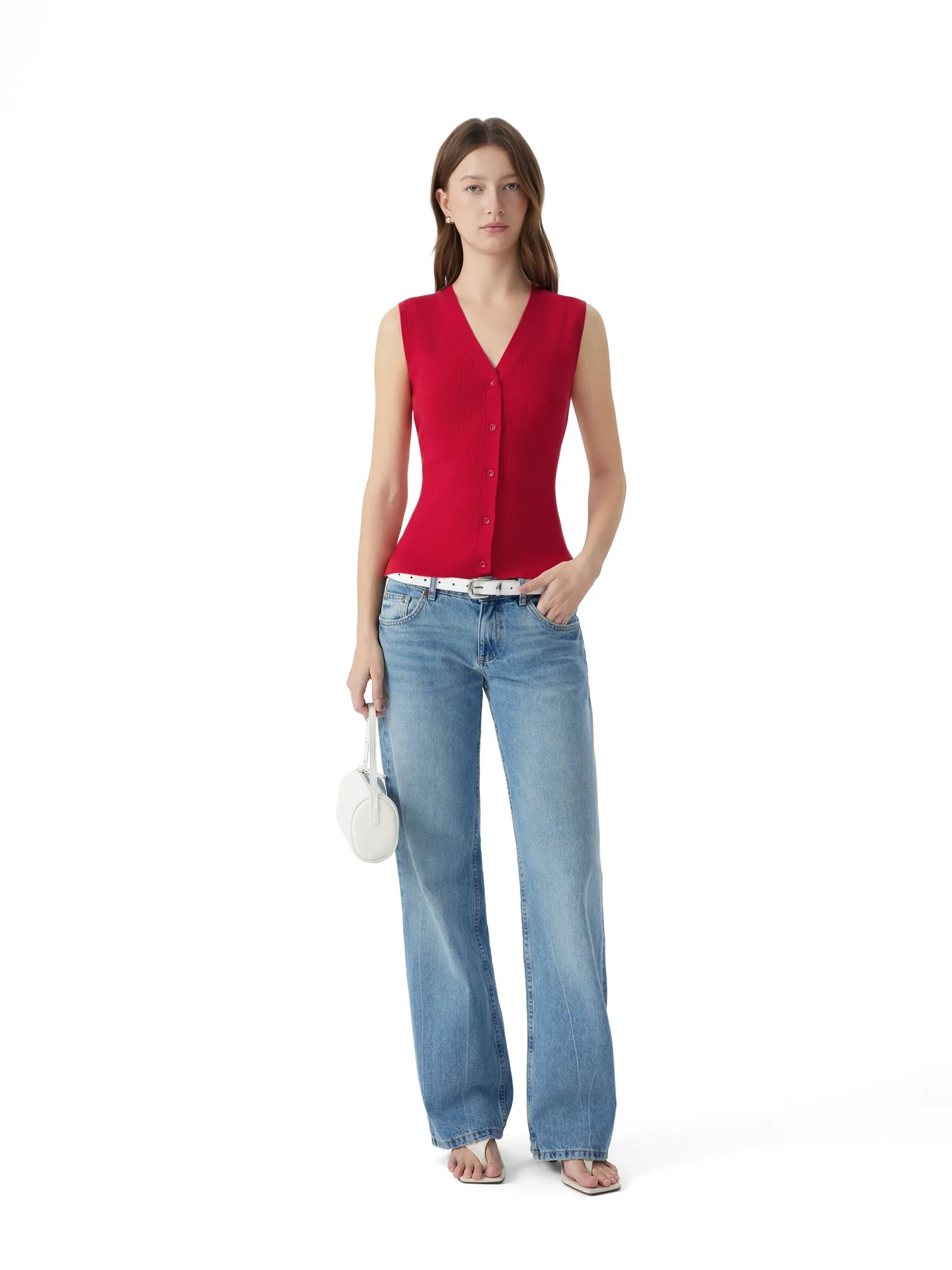 Button V Neck Tank Sweater Vest - Image 74