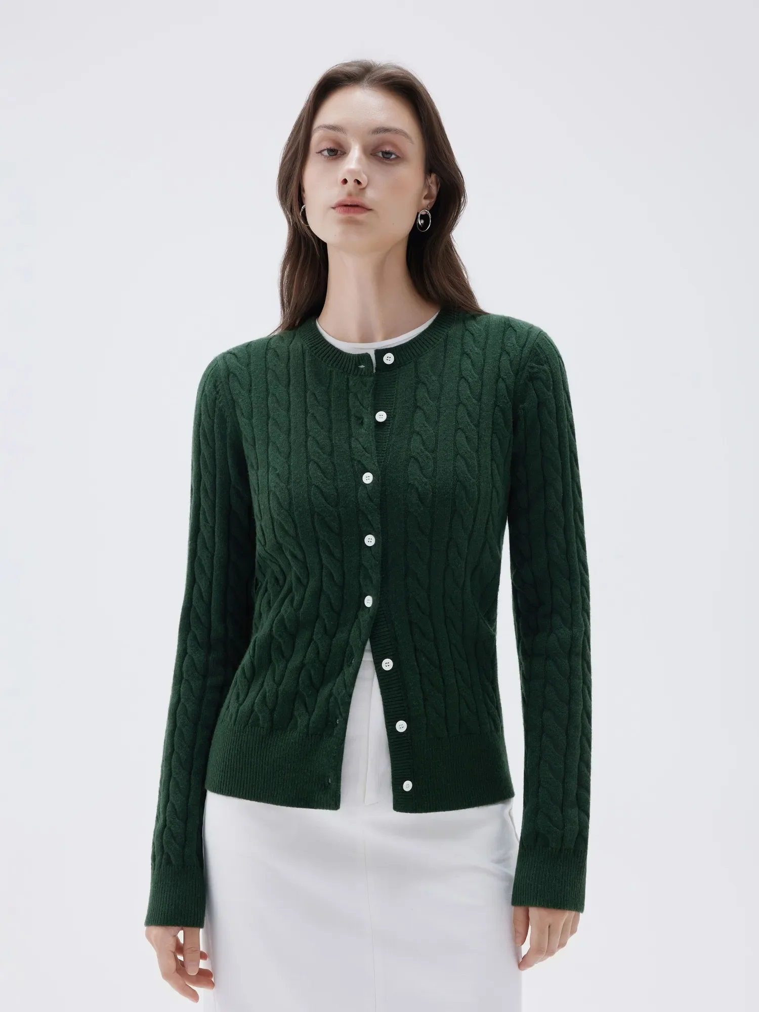Cashmere Button Up Cable Sweater - Image 14