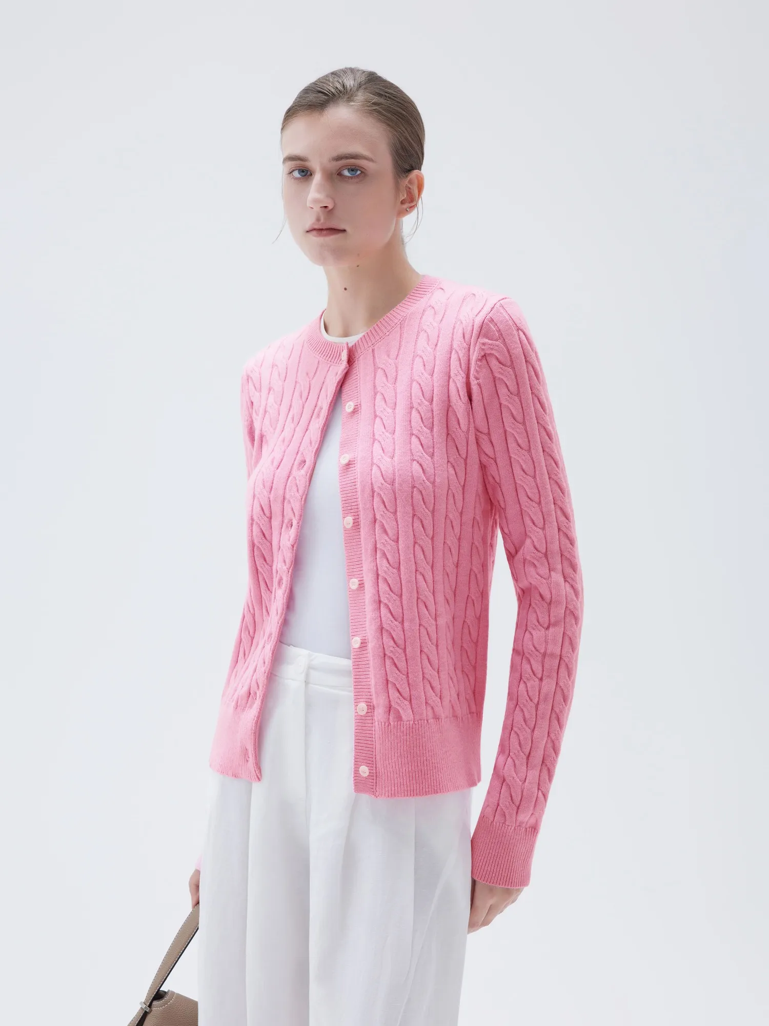 Cashmere Button Up Cable Sweater - Image 38