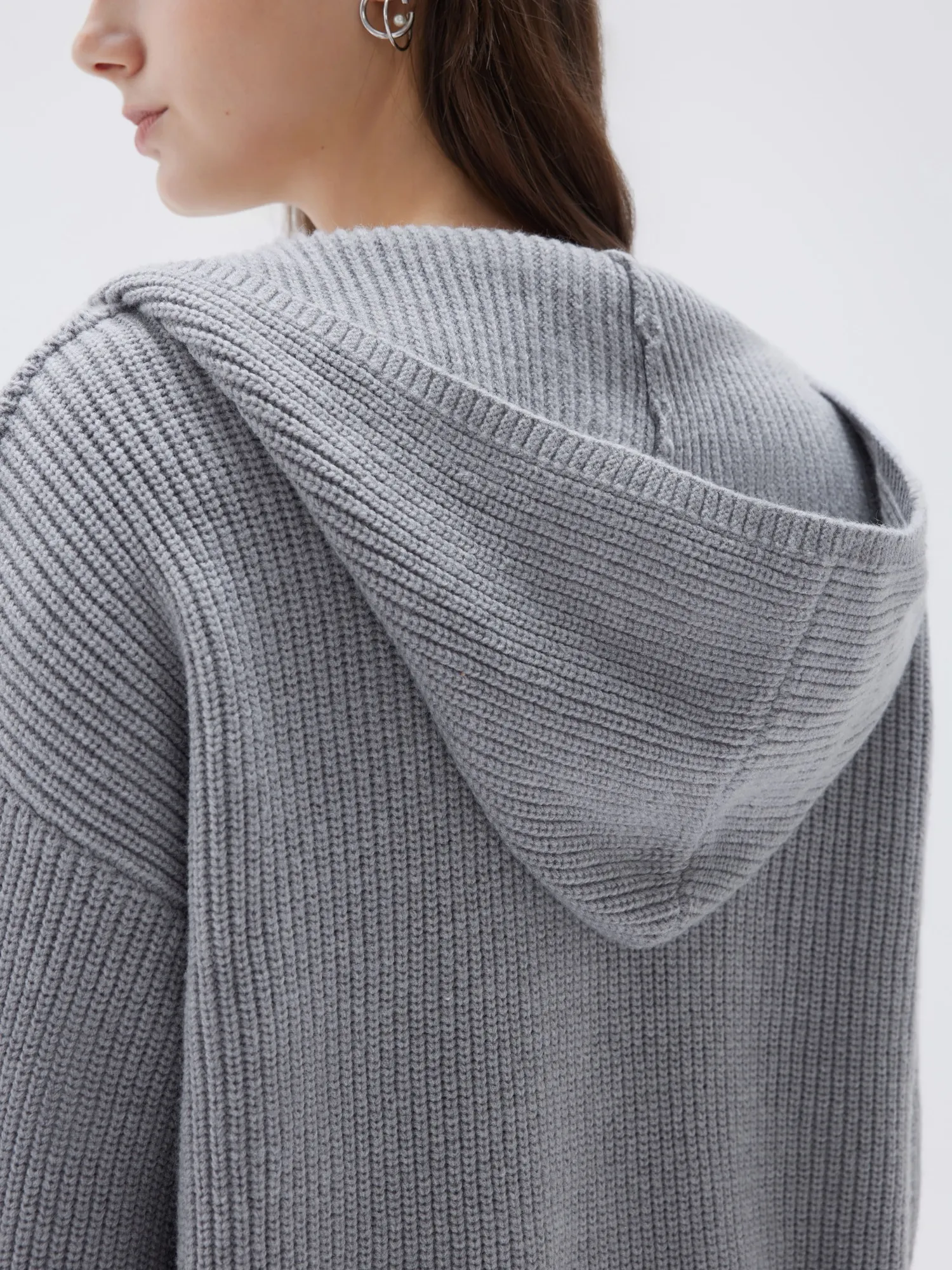 Cashmere Chunky Knit Hoodie Sweater - Image 25
