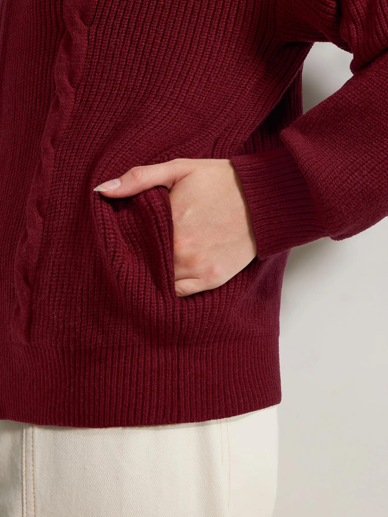 Cashmere Chunky Knit Hoodie Sweater - Image 39