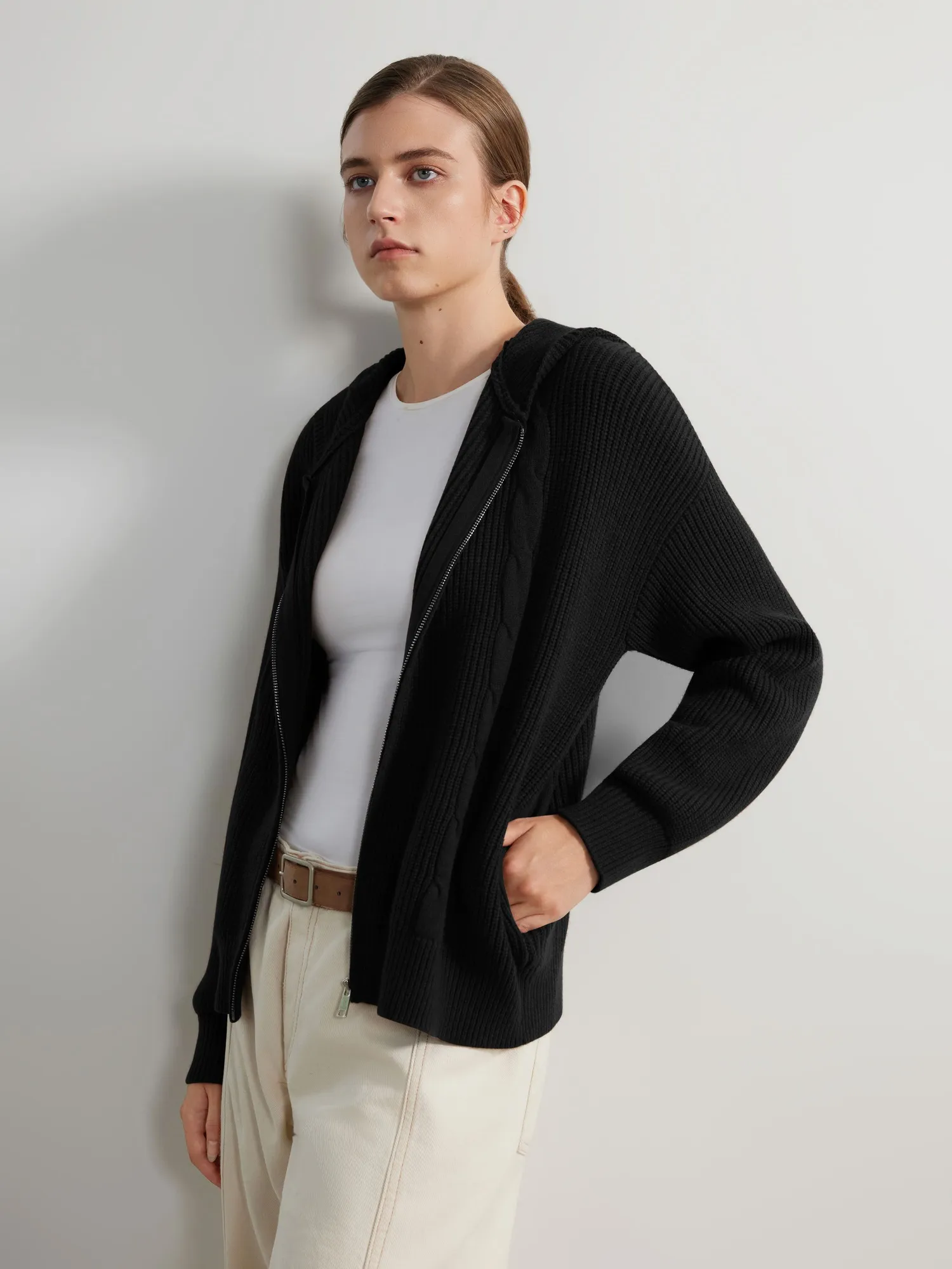 Cashmere Chunky Knit Hoodie Sweater - Image 6