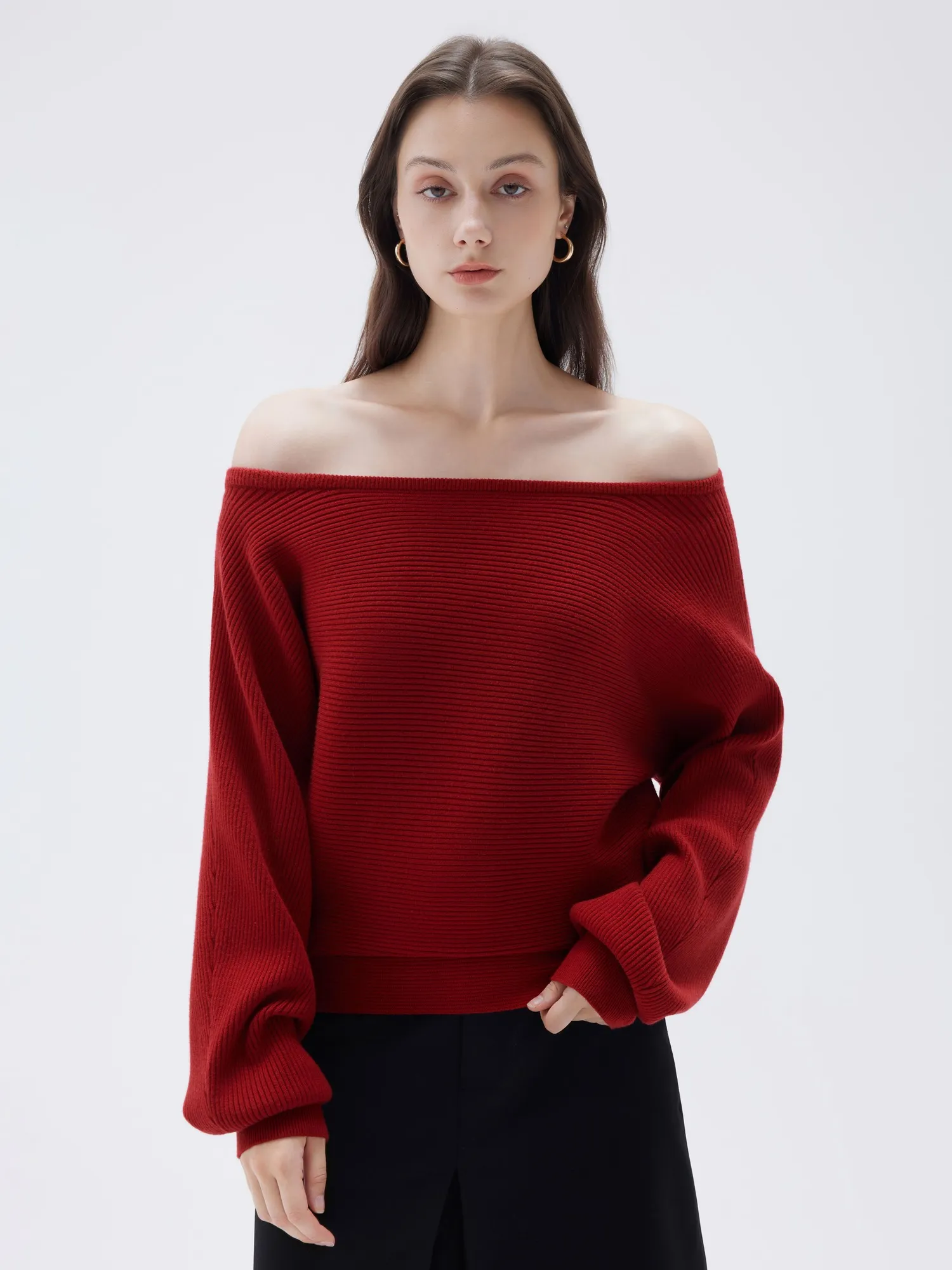 Cashmere Off Shoulder Sweater - Image 46