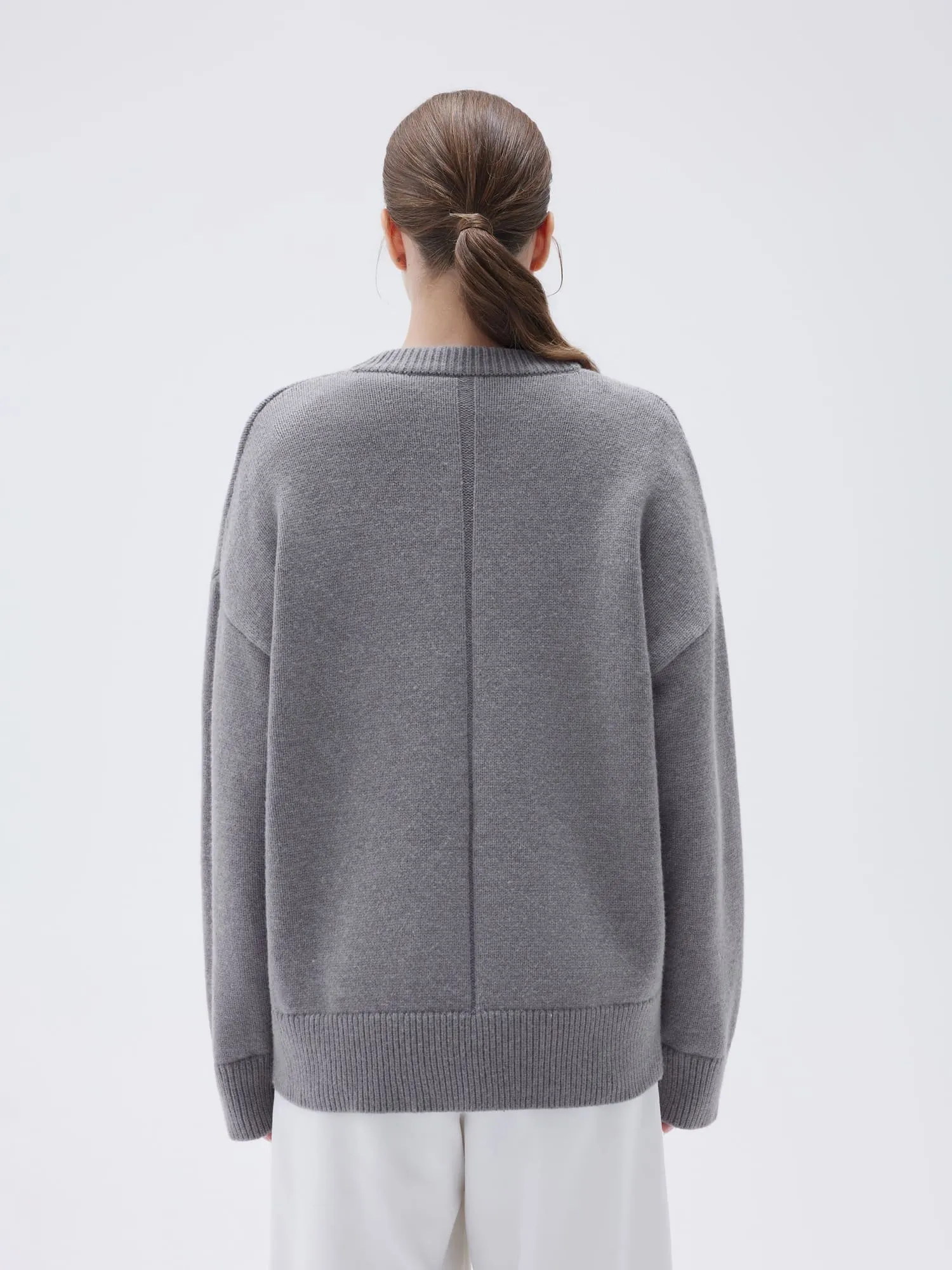 Cashmere Oversized Crew Neck Sweater - Image 36