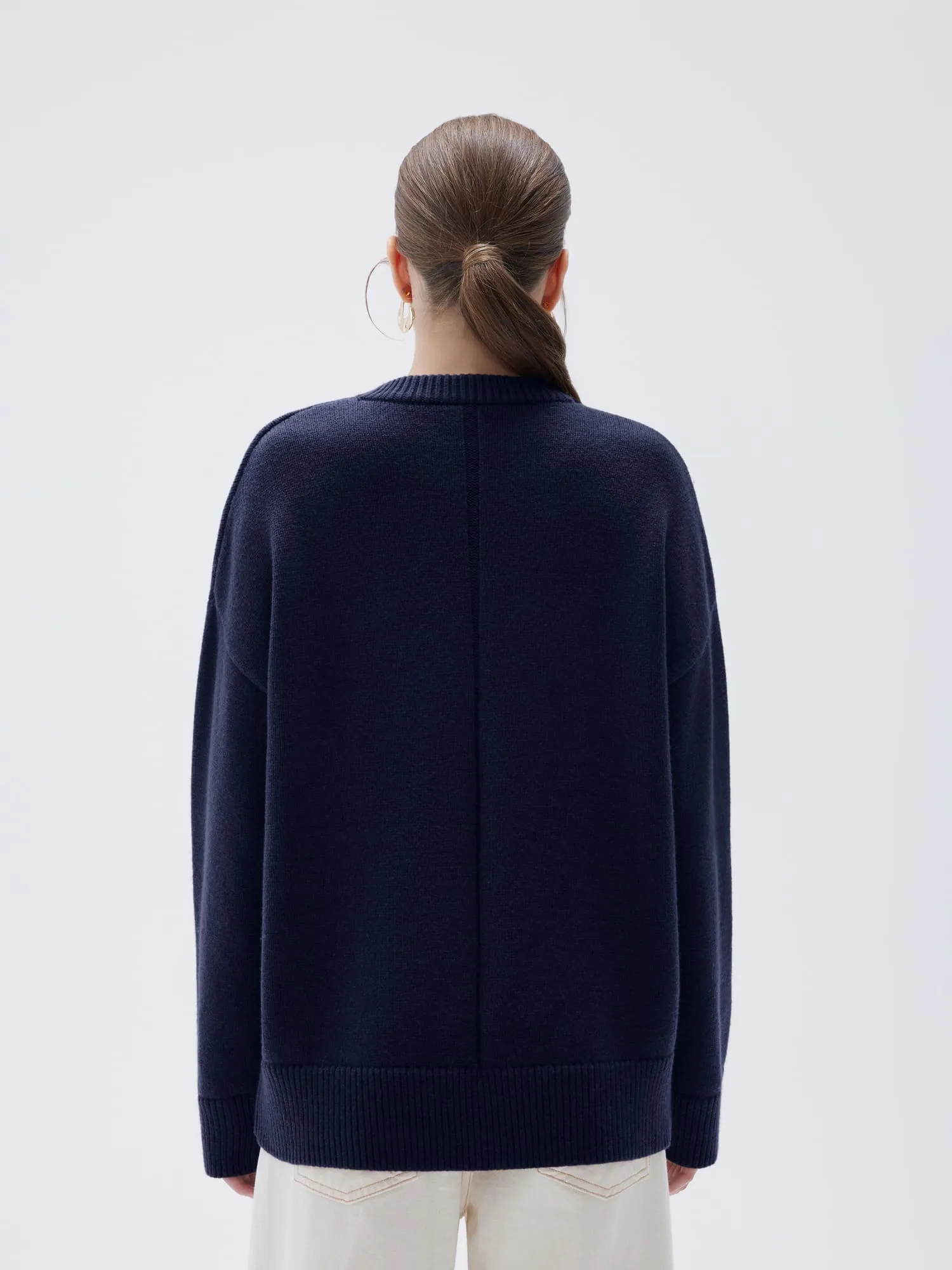 Cashmere Oversized Crew Neck Sweater - Image 46