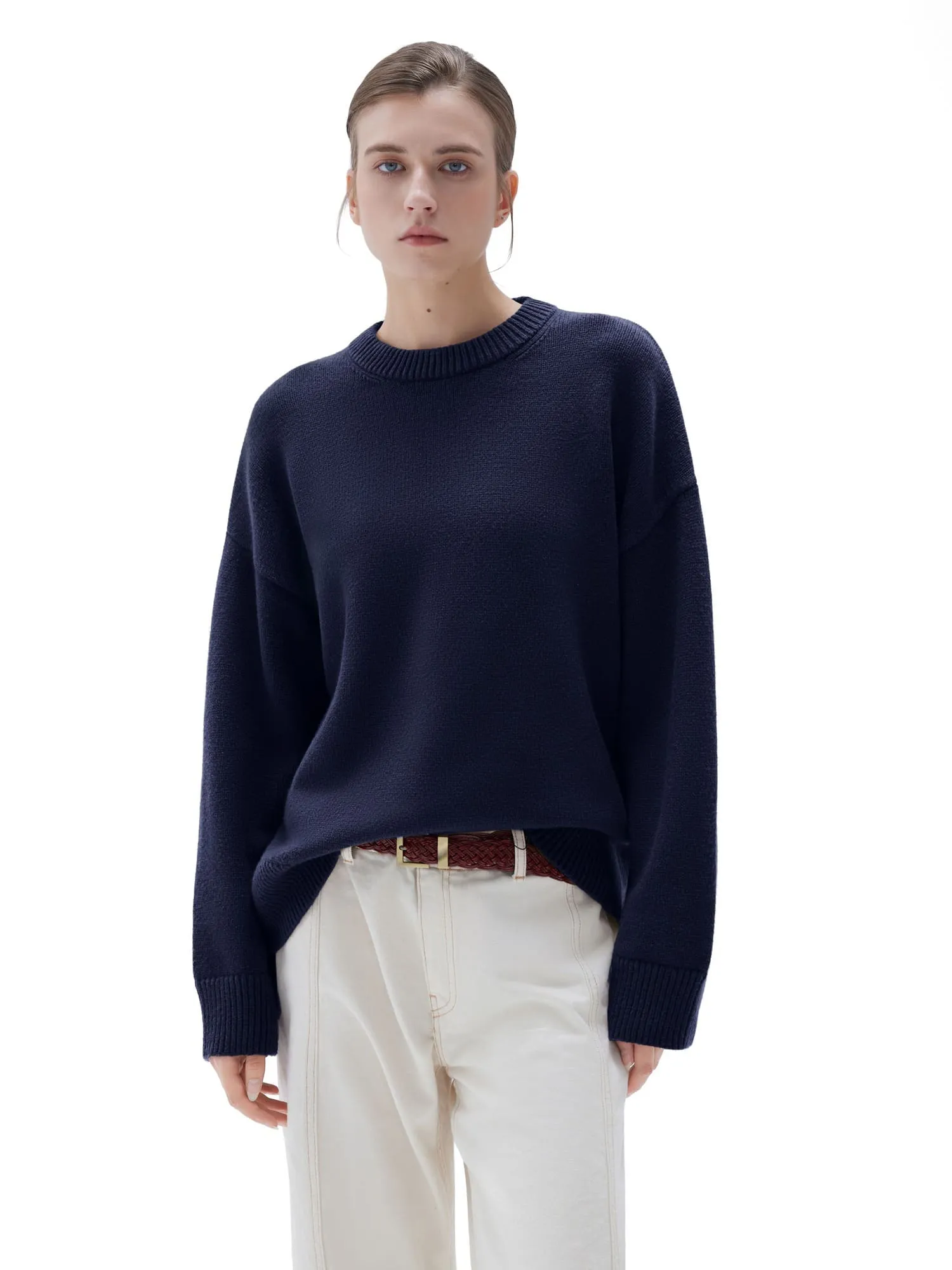 Cashmere Oversized Crew Neck Sweater - Image 52