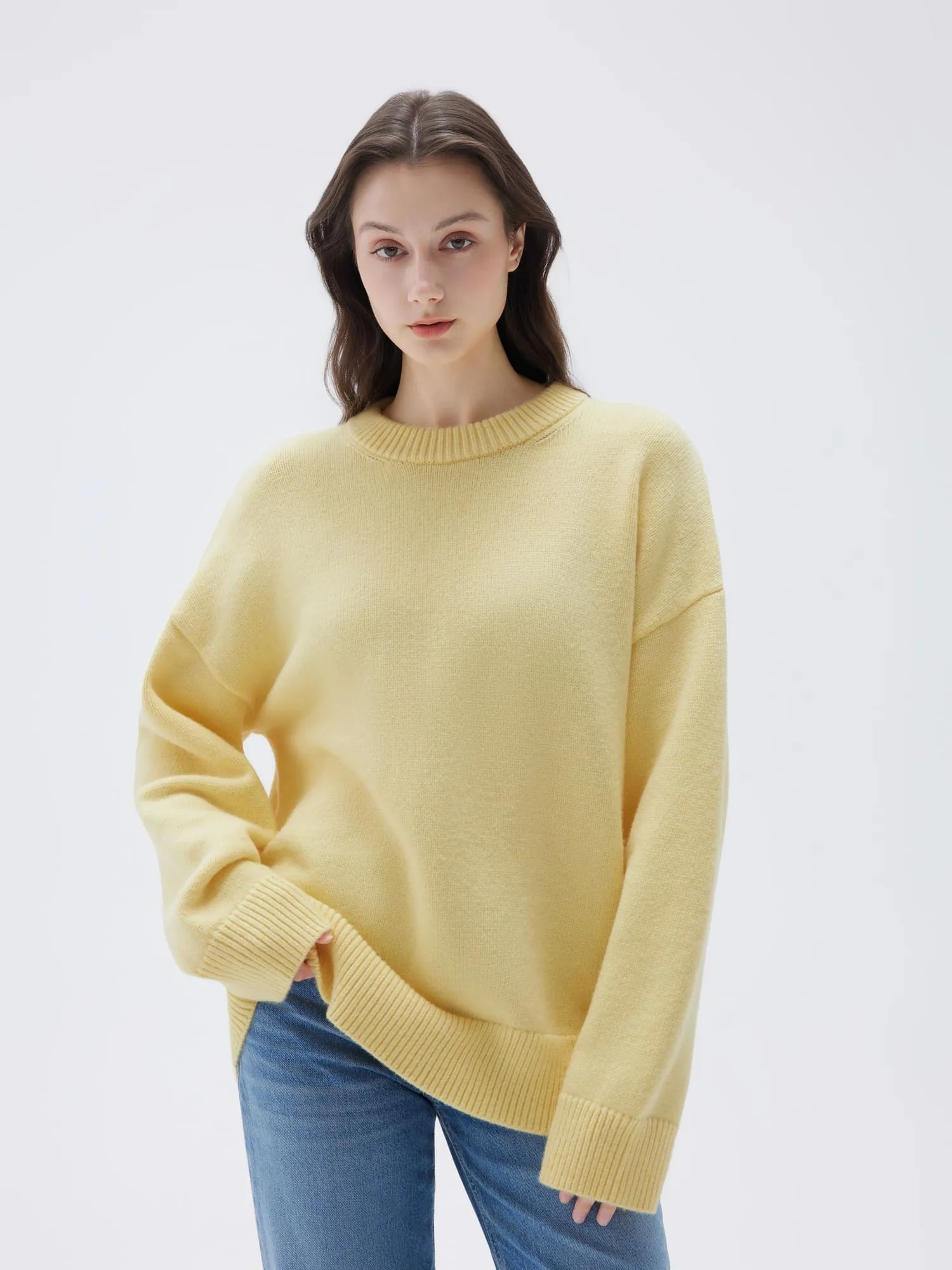 Cashmere Oversized Crew Neck Sweater - Image 63