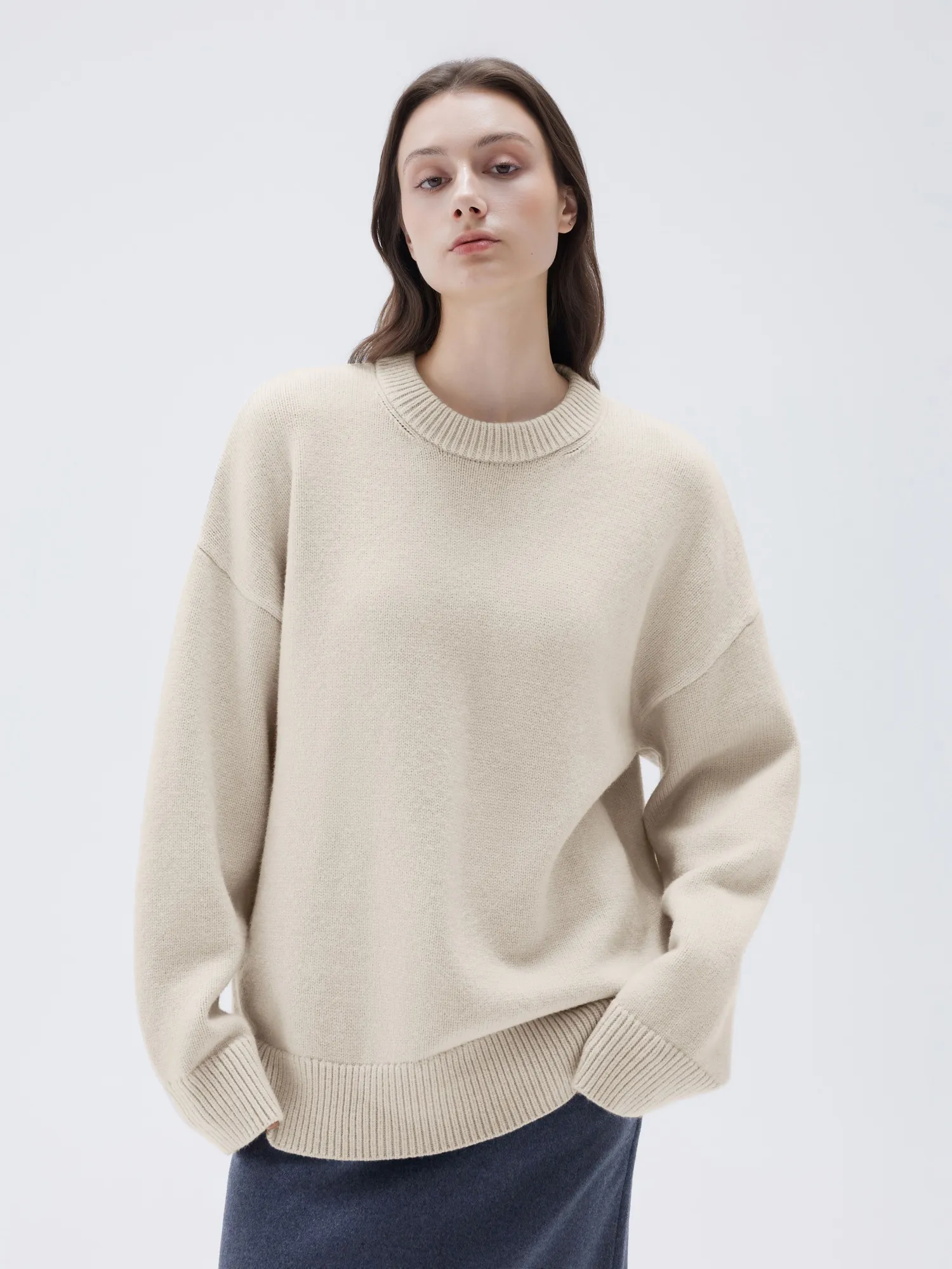 Cashmere Oversized Crew Neck Sweater - Image 78