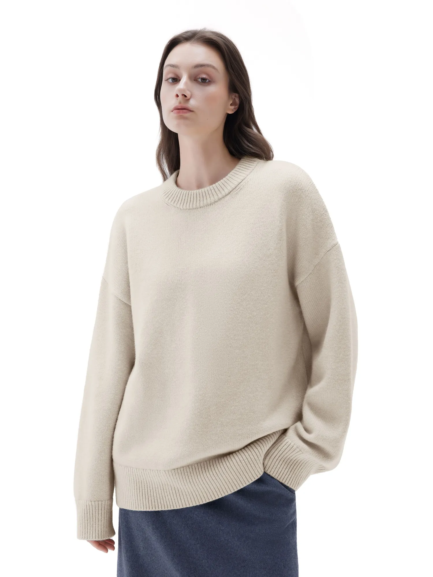 Cashmere Oversized Crew Neck Sweater - Image 79
