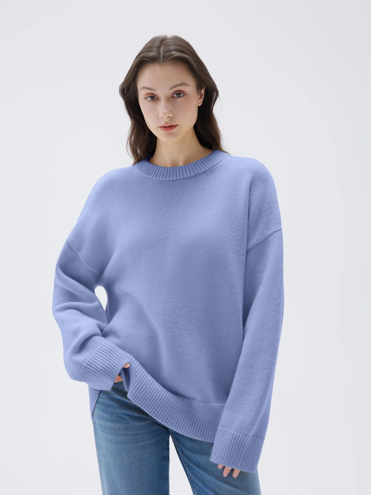 Cashmere Oversized Crew Neck Sweater - Image 87