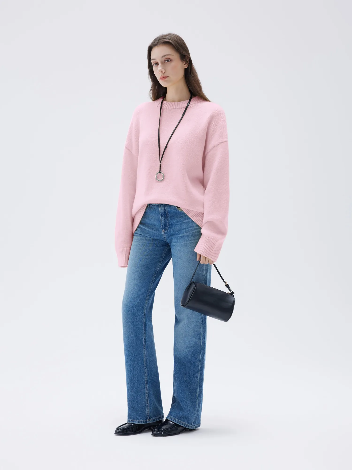 Cashmere Oversized Crew Neck Sweater - Image 93