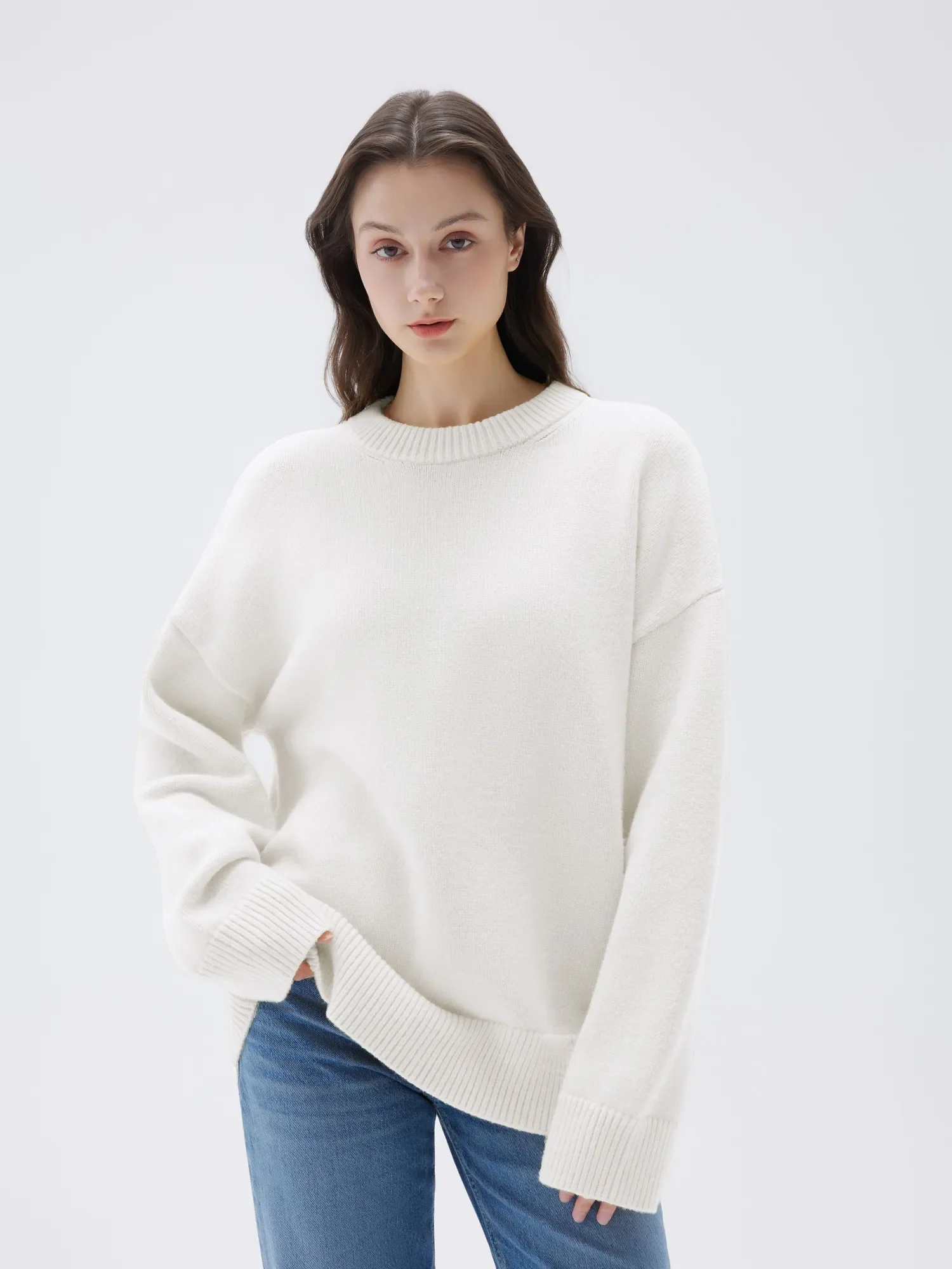 Cashmere Oversized Crew Neck Sweater - Image 94
