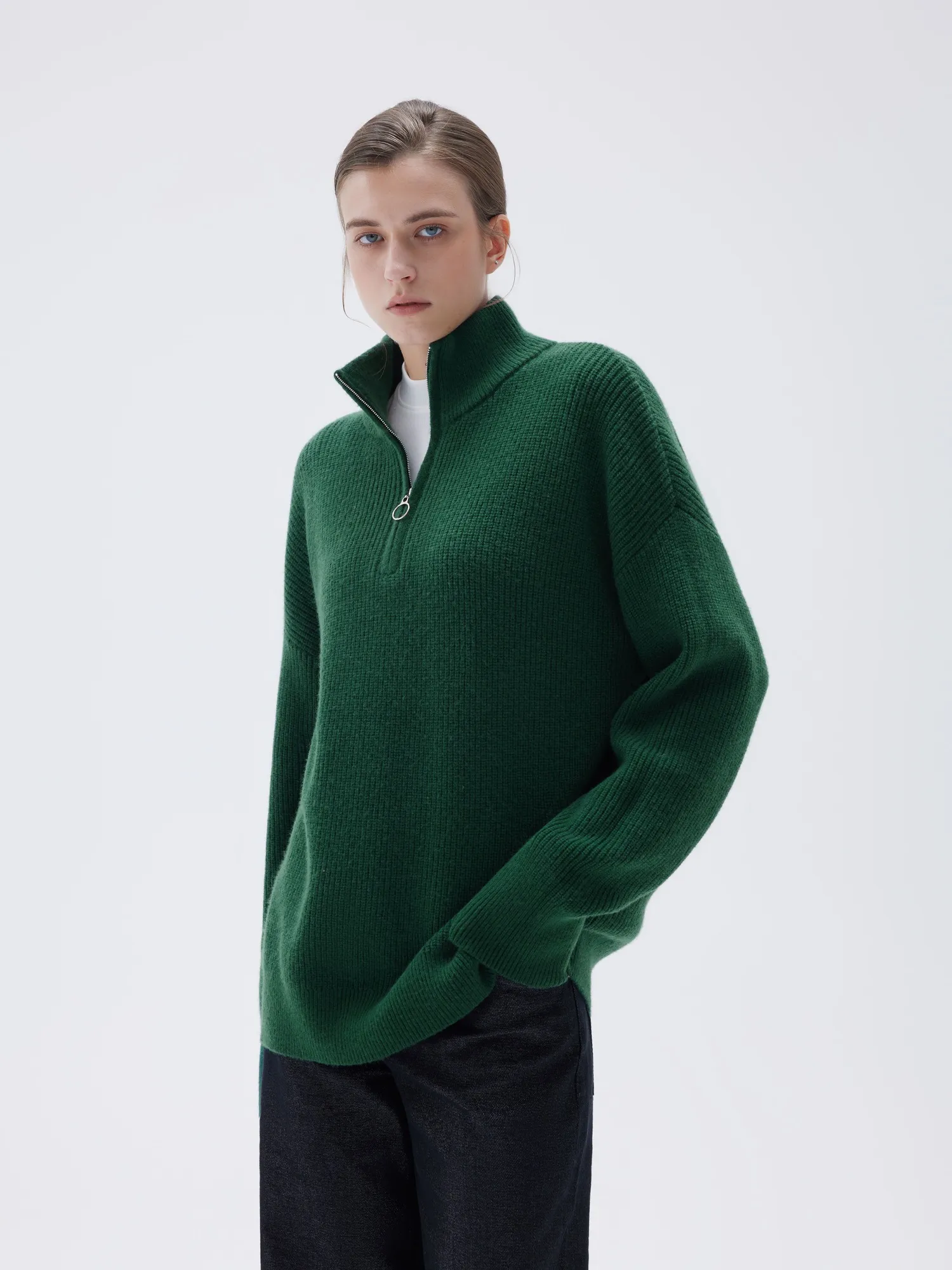 Cashmere Oversized Quarter Zip Sweater - Image 18