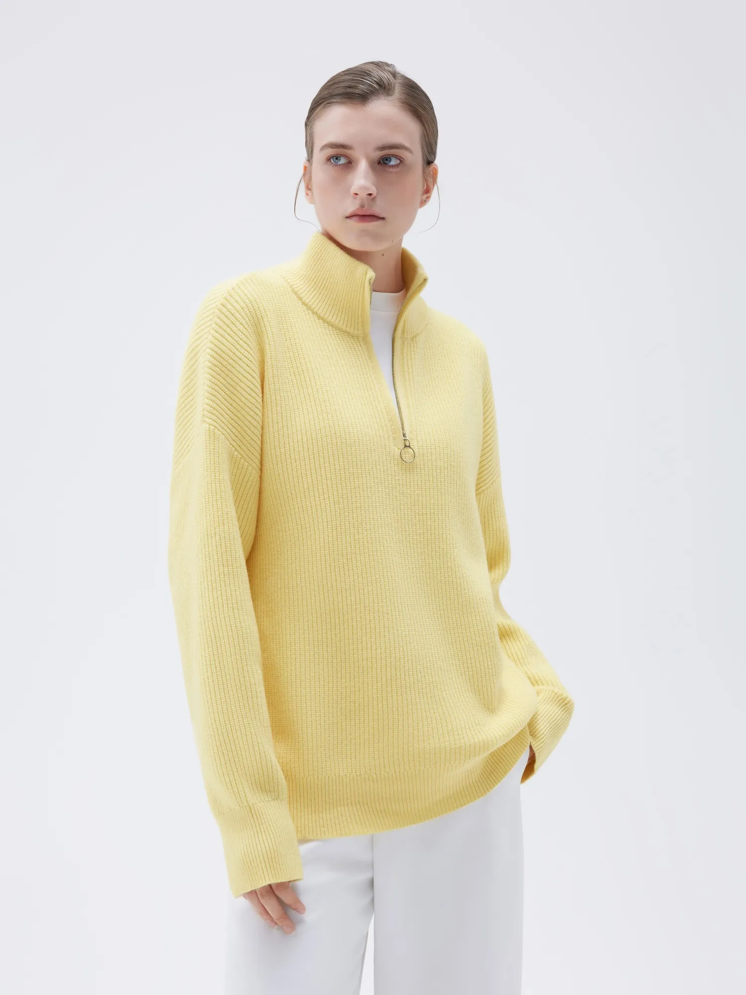 Cashmere Oversized Quarter Zip Sweater - Image 39