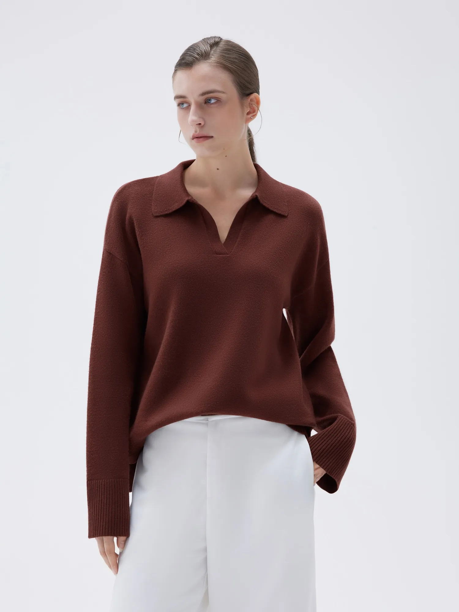 Cashmere Oversized V Collar Sweater - Image 14