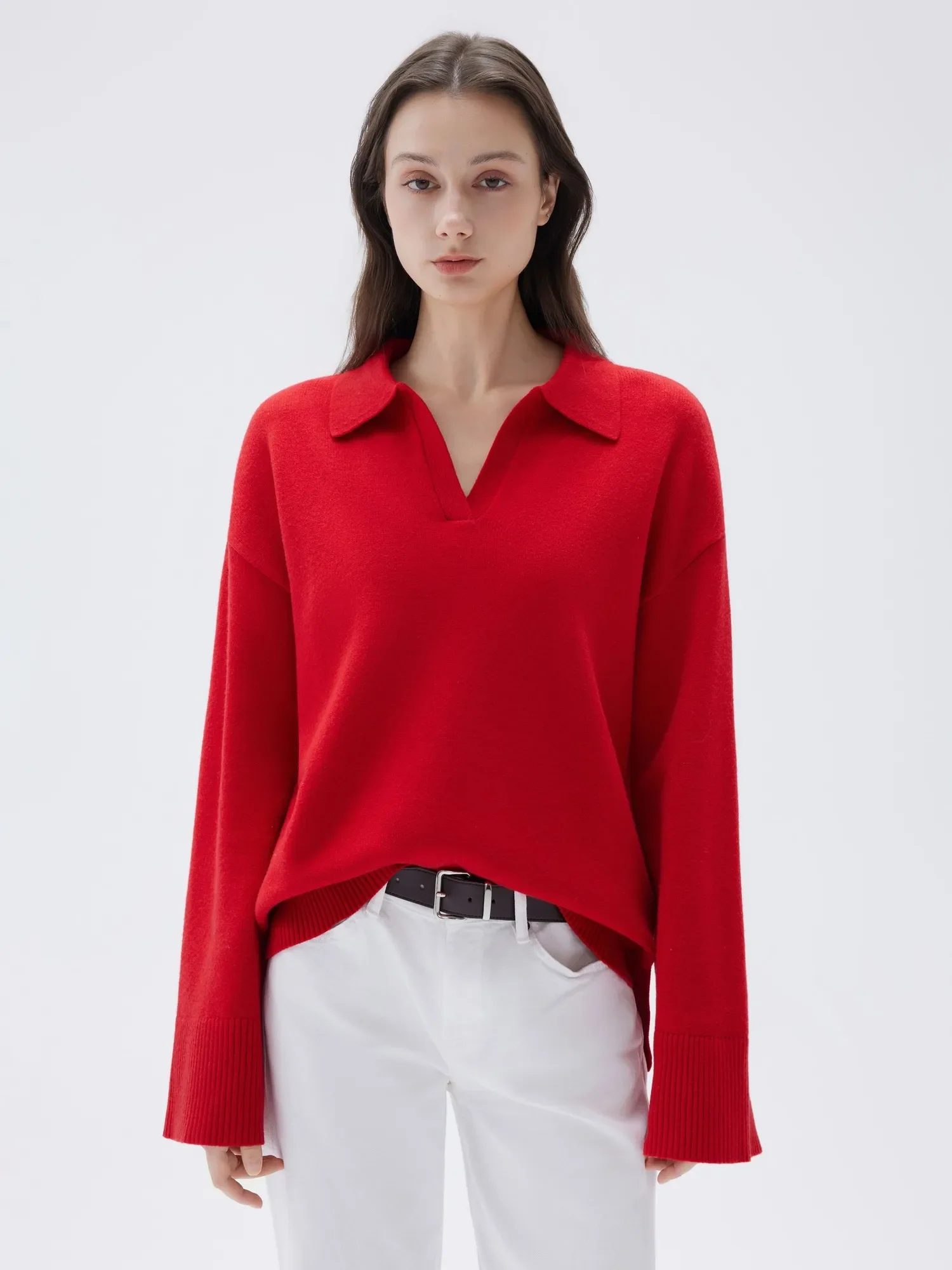 Cashmere Oversized V Collar Sweater - Image 27