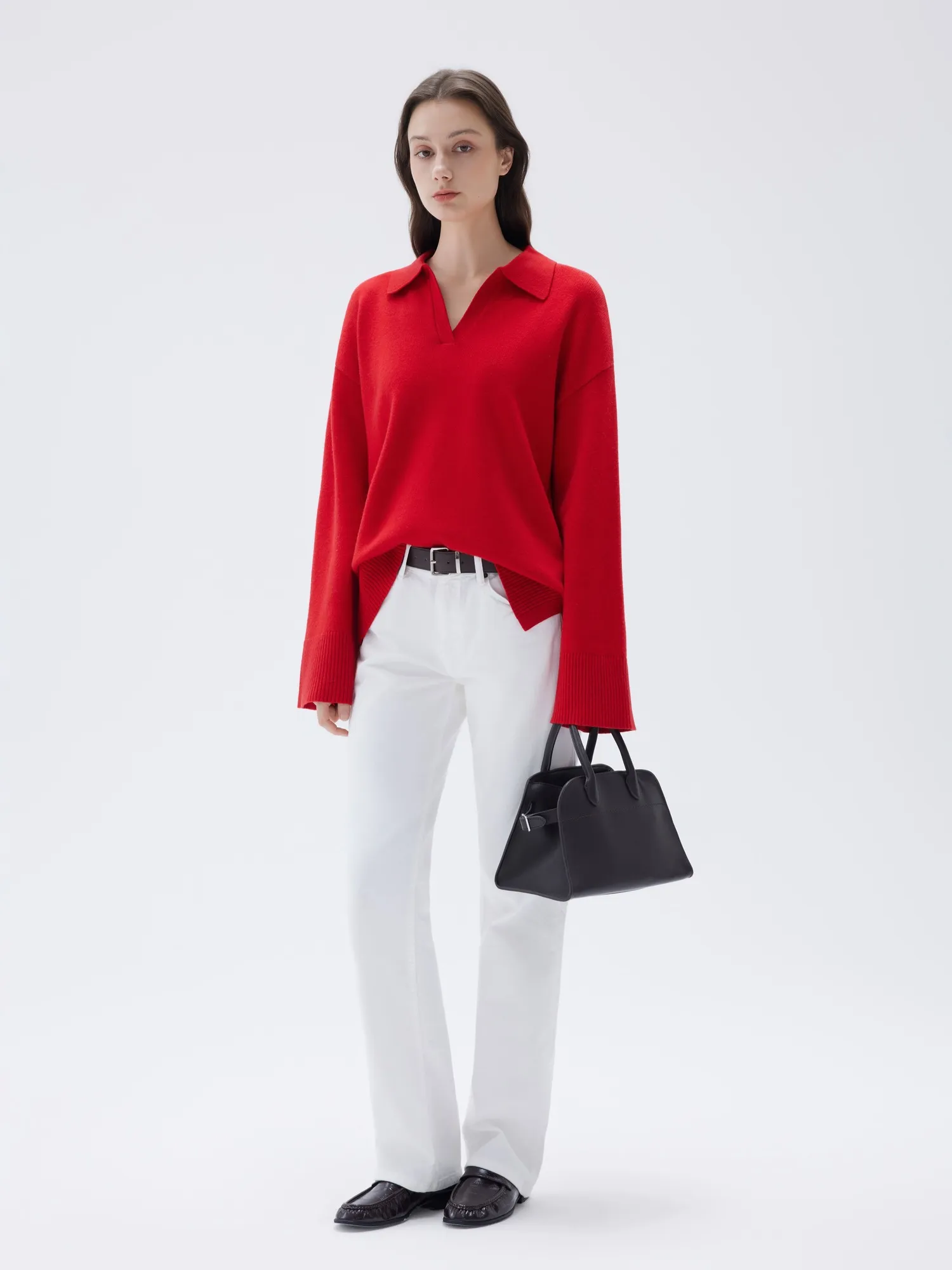 Cashmere Oversized V Collar Sweater - Image 28