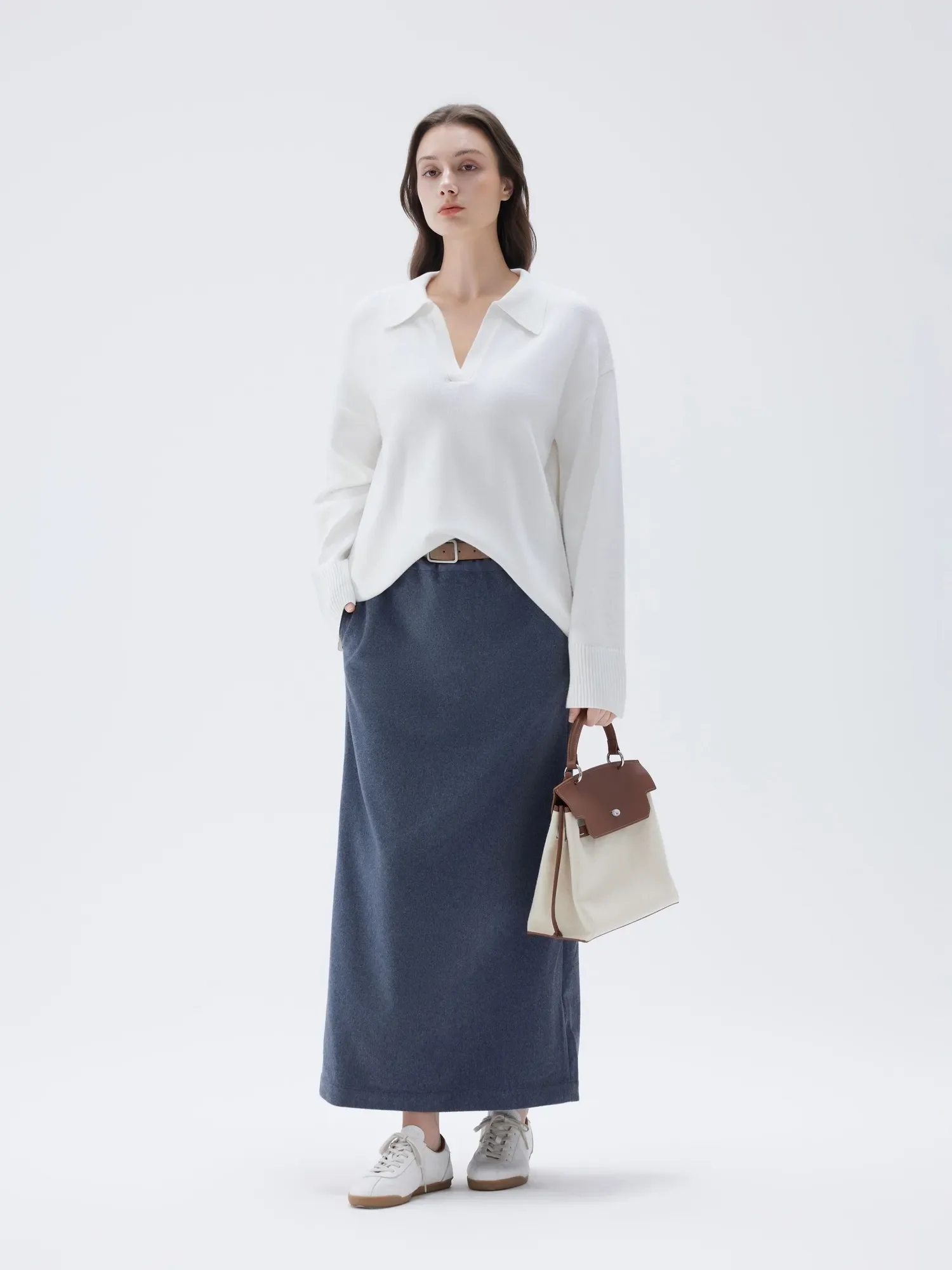 Cashmere Oversized V Collar Sweater - Image 39