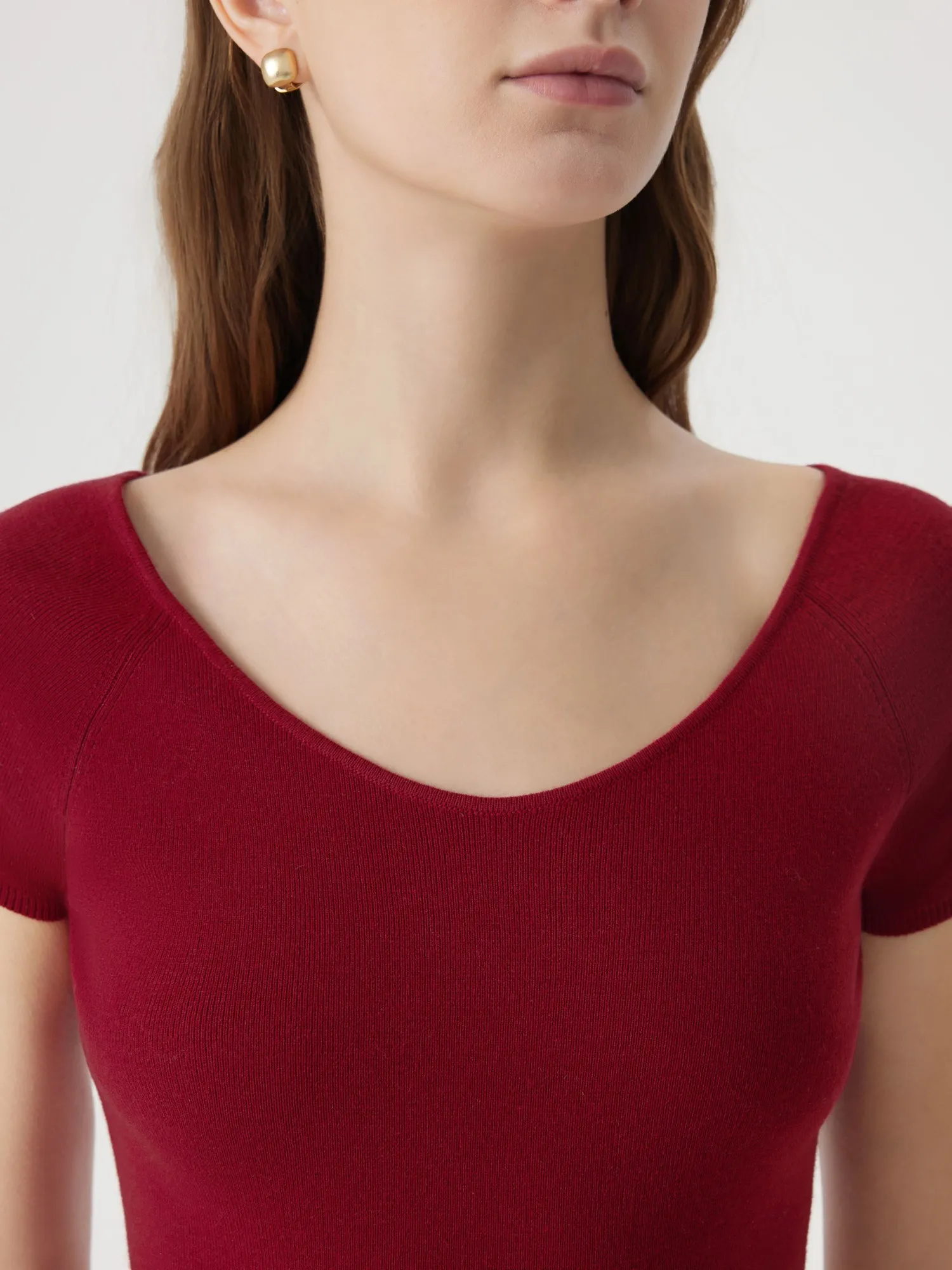 Cashmere Silk Blend V Shirts Sweater - Short Sleeve - Image 41