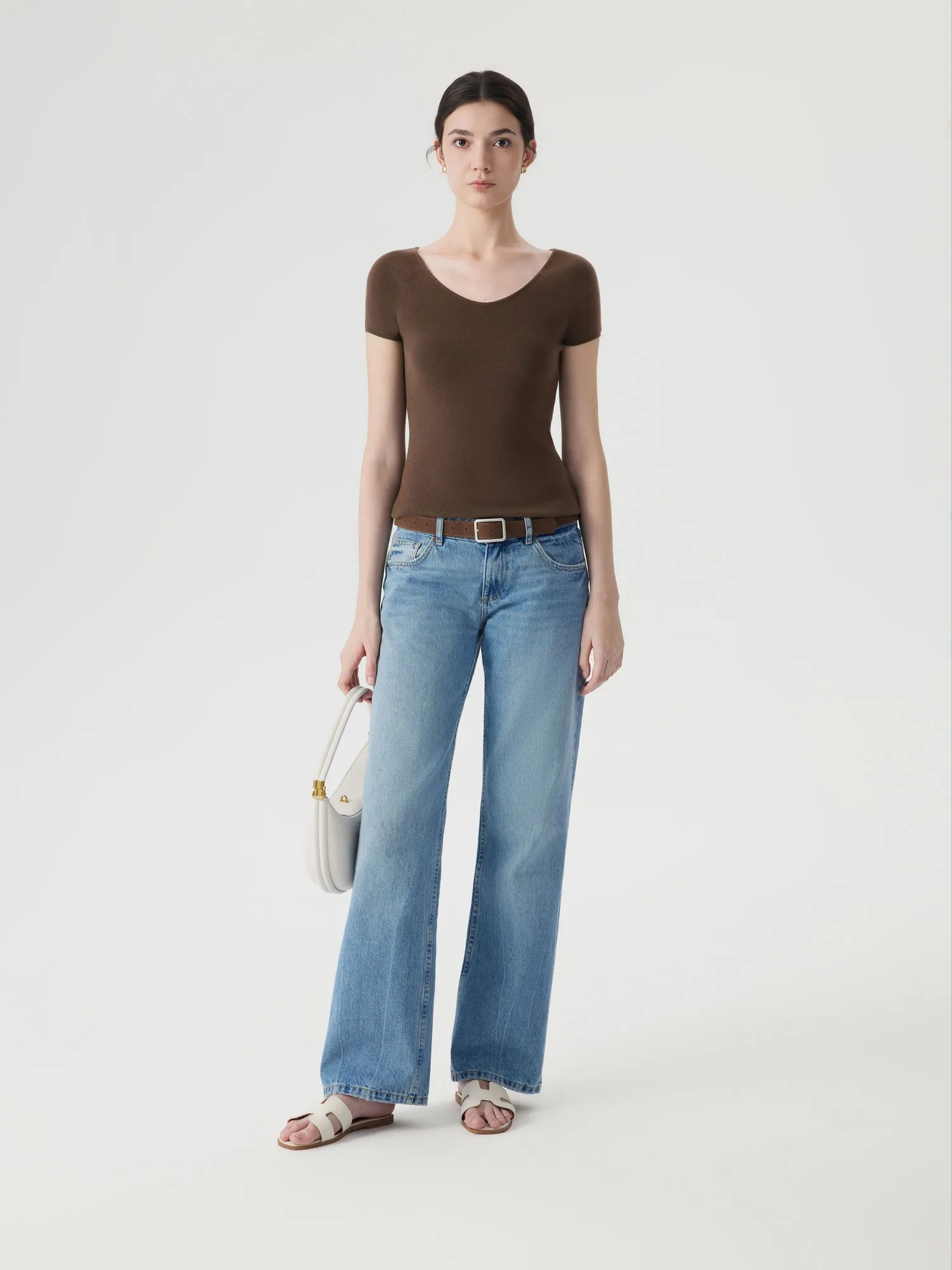 Cashmere Silk Blend V Shirts Sweater - Short Sleeve - Image 9