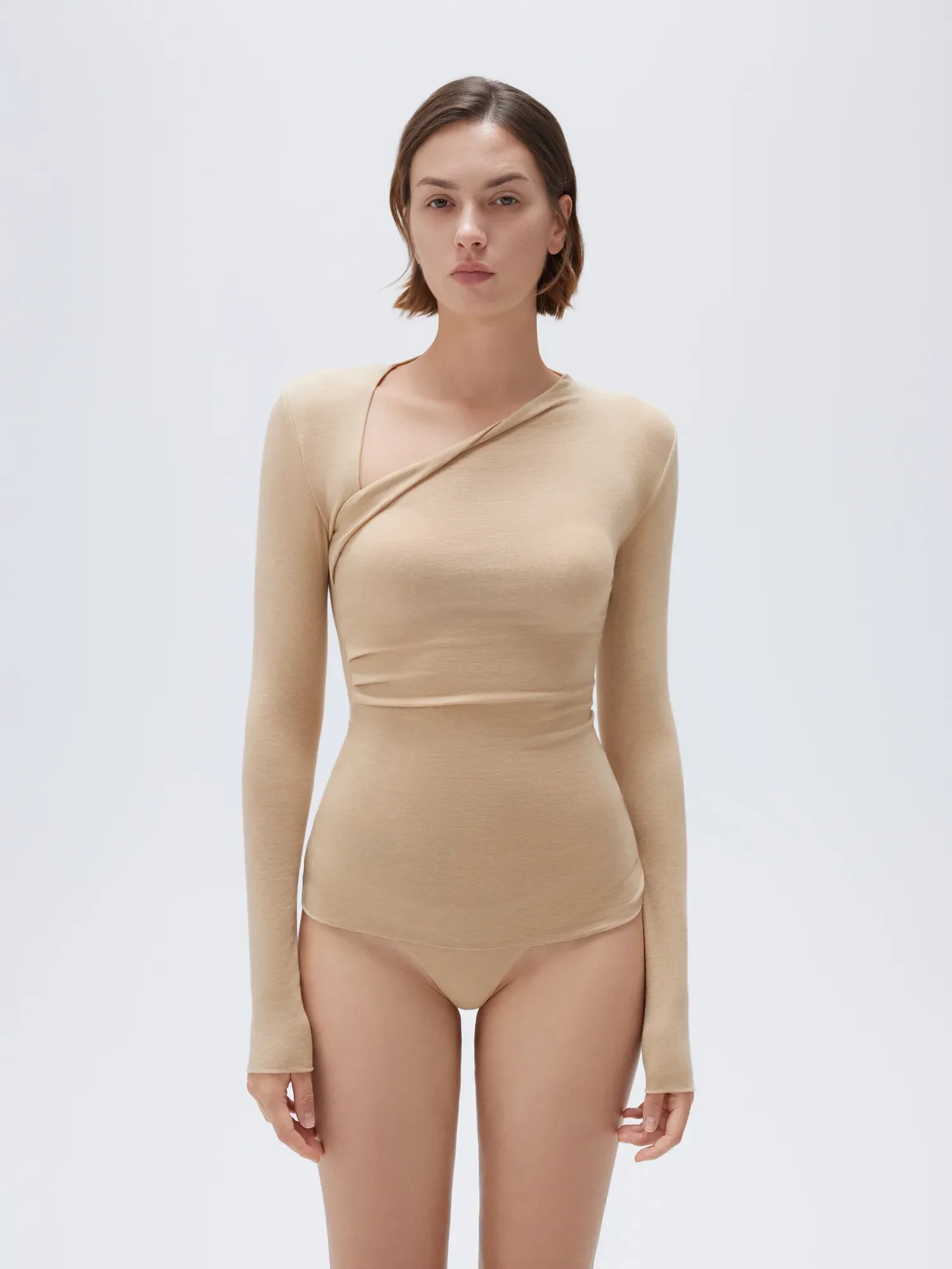 Cloud Cashmere Asymmetric Neck Shirt - Long Sleeve - Image 26