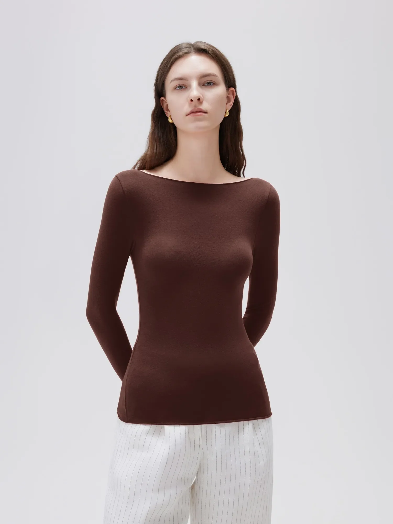 Cloud Cashmere Boat Neck Shirt - Long Sleeve - Image 17