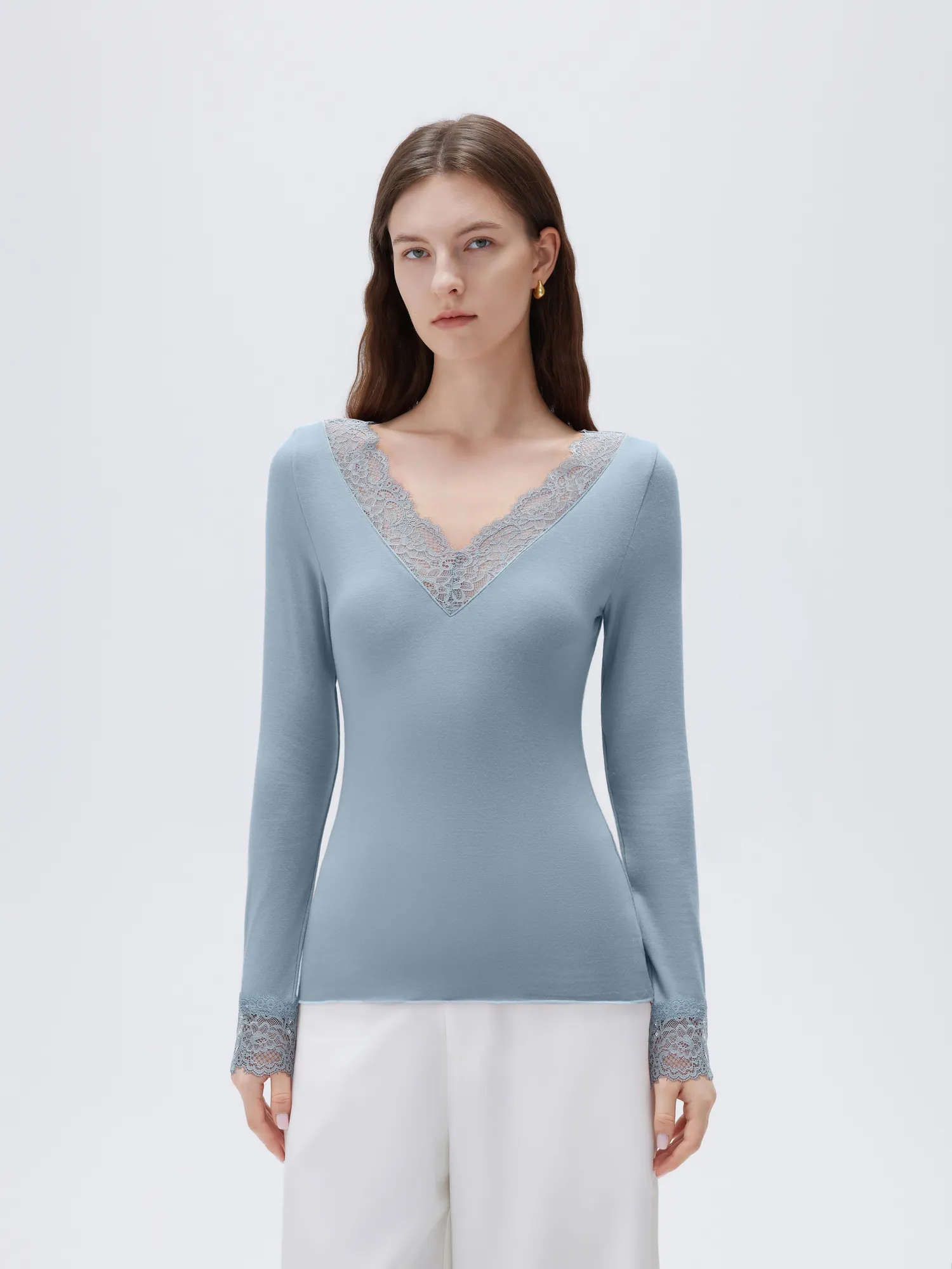 Cloud Cashmere Lace Shirt - Long Sleeve - Image 29
