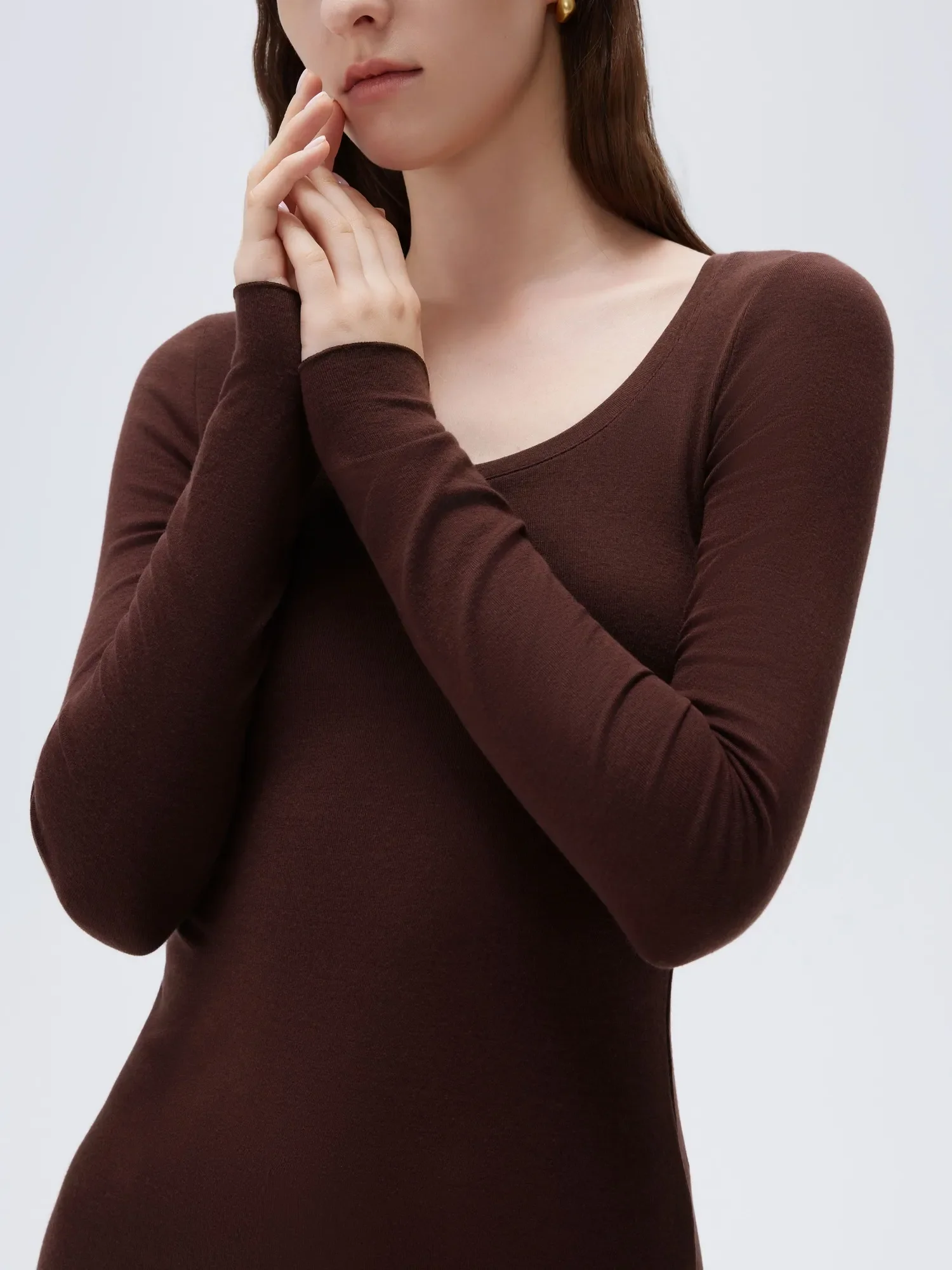 Cloud Cashmere Scoop Neck Shirt - Long Sleeve - Image 10