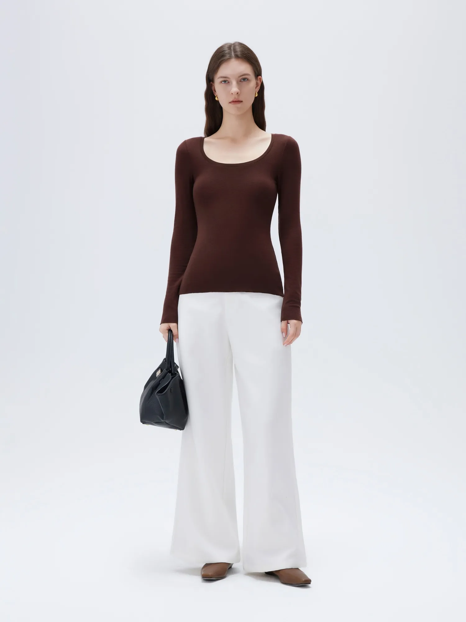 Cloud Cashmere Scoop Neck Shirt - Long Sleeve - Image 12