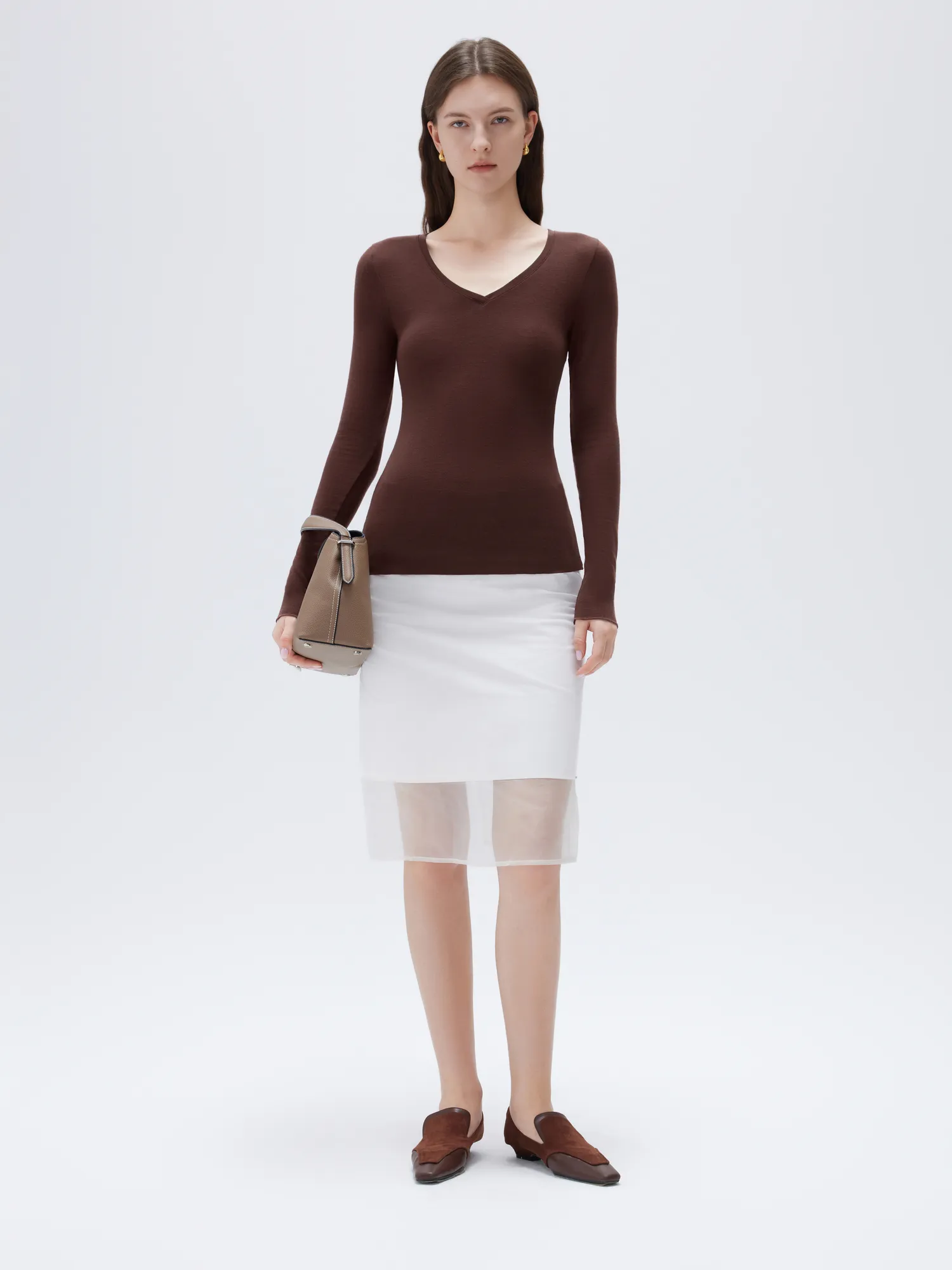Cloud Cashmere V Neck Shirt - Long Sleeve - Image 32
