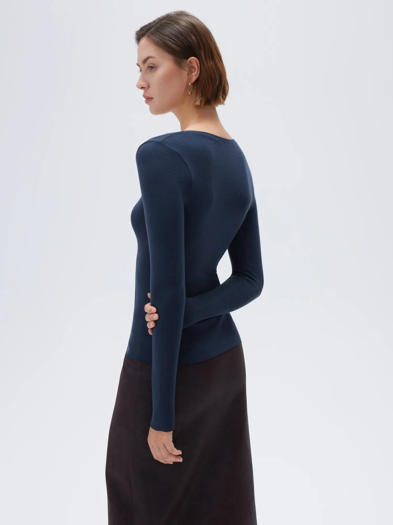Cloud Cashmere V Neck Shirt - Long Sleeve - Image 35